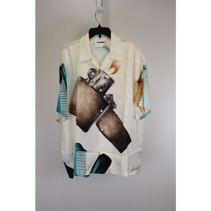 Jil Sander o1rshd1 Camicia Objects Print on Fluid Viscose Shirt Size US M / EU 48-50 / 2 - 1 Thumbnail