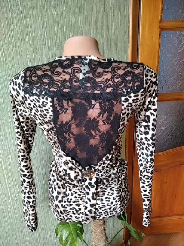 Japanese Brand leopard jumper with lace on back sz s Size M / US 6-8 / IT 42-44 - 3 Thumbnail