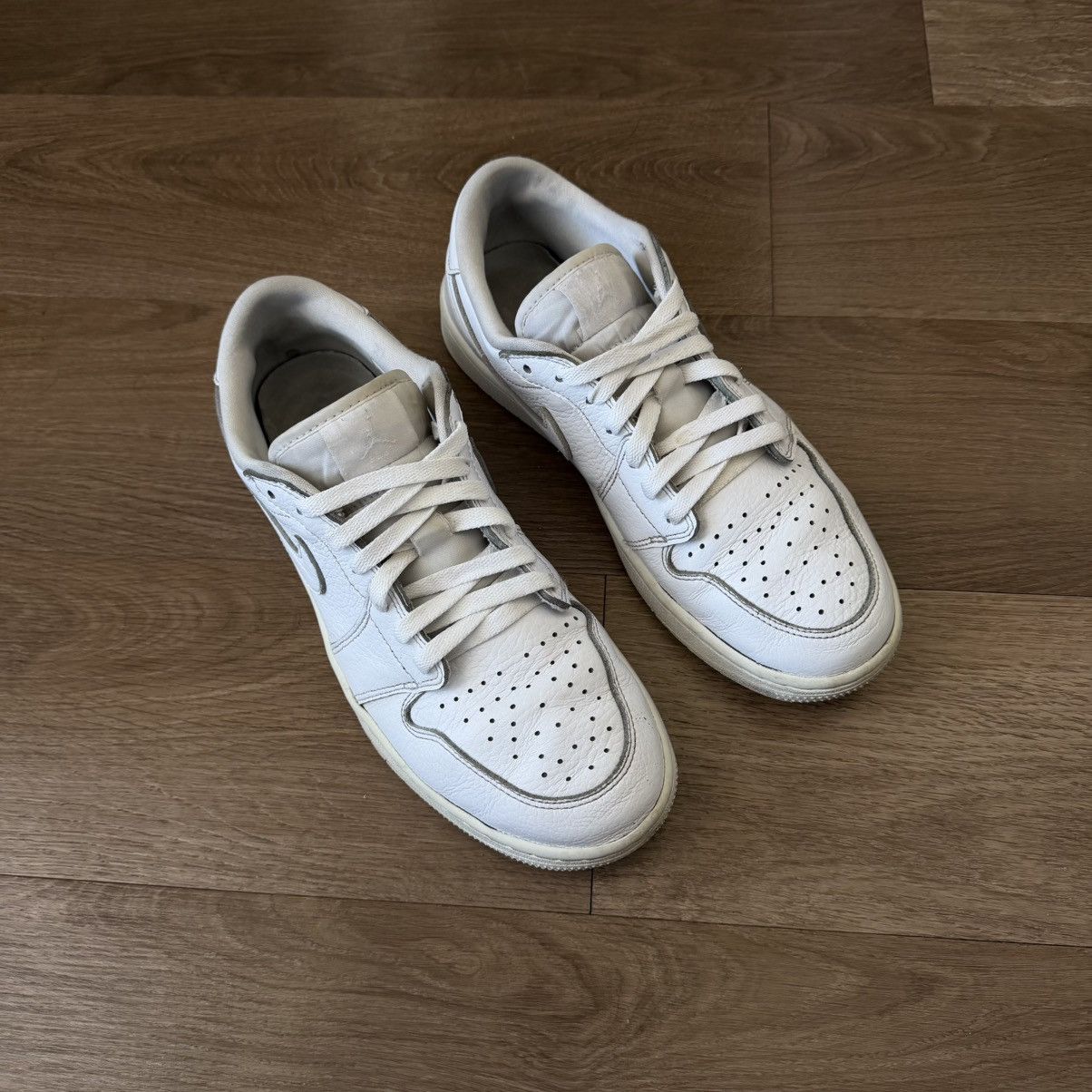 Nike Air Jordan 1 Retro Low Golf Triple White Sneakers Size US 9.5 / EU 42-43 - 2 Thumbnail