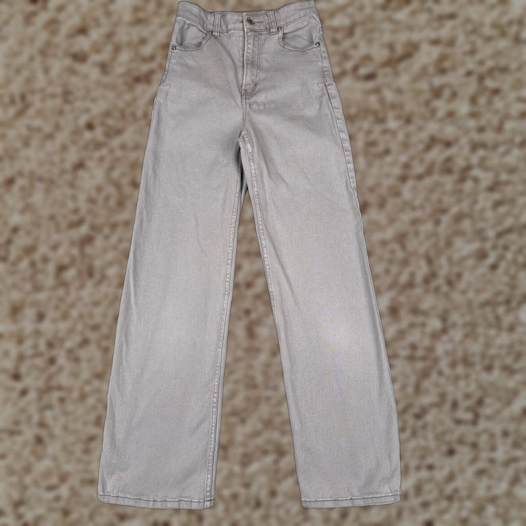 Vintage Divided Jeans Womens Gray Denim Wide Leg Mid Rise Zip Fly 24x29 Cotton Blend 2 Size 26" / US 2 / IT 38 - 1 Thumbnail