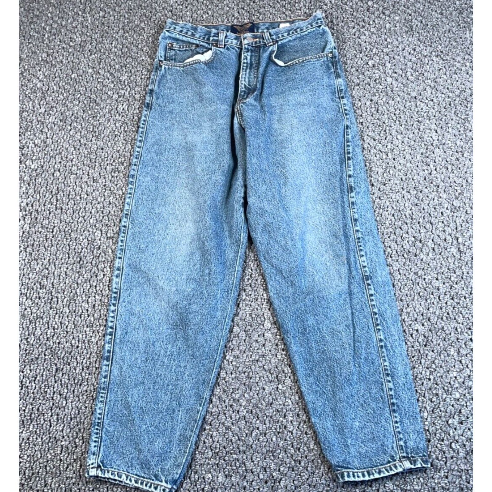 Vintage VINTAGE IOU TAPERED JEANS Men 28 x 28 Blue Denim 90s Grunge Retro 80s Vintage Regular Rise Mid 10-12" Zip Fly 5-Pocket Mens Jeans Size US 28 / EU 44 - 2 Thumbnail