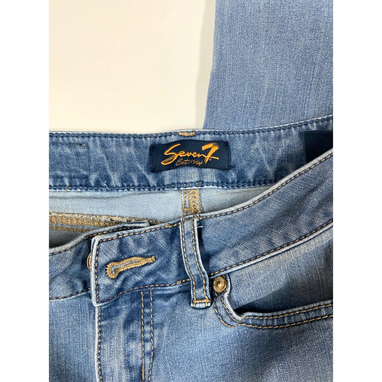 Vintage Seven7 Jeans Womens Capri Regular size 5 Blue Denim Cotton Blend Zip Crop Stretch Size 27" / US 4 / IT 40 - 3 Thumbnail