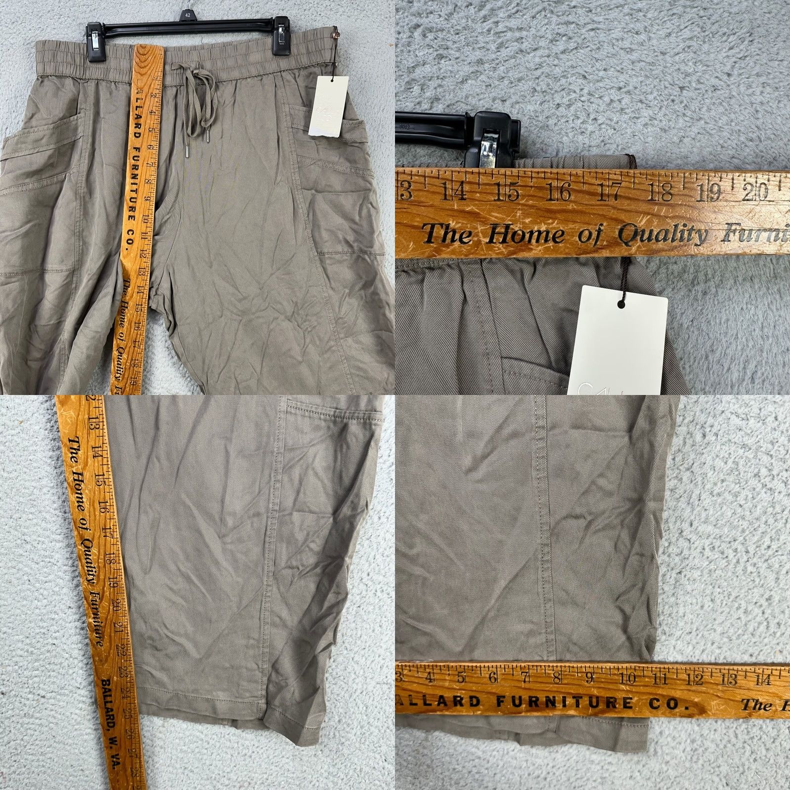 Vintage CALIA Womens Pants Wide-Leg Pull On Gray Large Inseam 25in High Rise Casual Pockets Drawstring Size 36" / US 14 / IT 50 - 8 Thumbnail