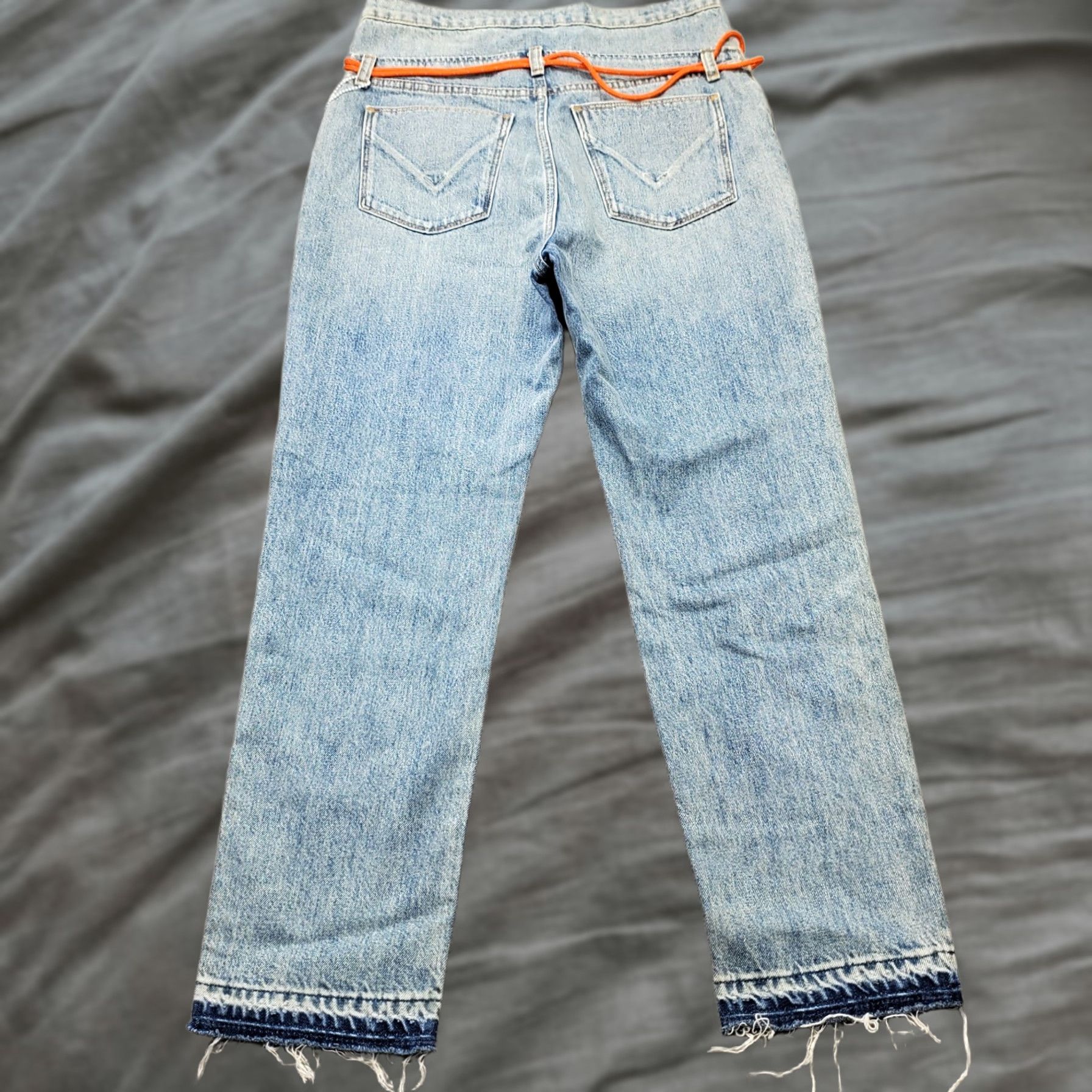 Hudson Hudson Womens Size 26 Jeans Blue Distressed Button Fly Boyfriend Relaxed Recoil 5-Pocket Denim Straight Leg Pants/scripts Size 26" / US 2 / IT 38 - 1 Thumbnail