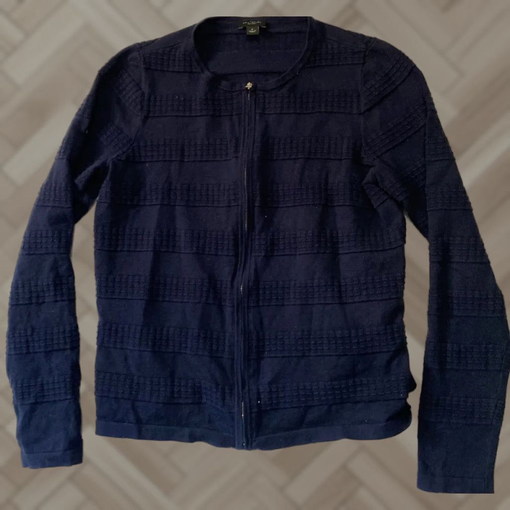 Ann Taylor Ann Taylor Loft Cardigan Women M Dark Blue Cotton Lightweight Cardigan Mens? Size M / US 6-8 / IT 42-44 - 1 Thumbnail