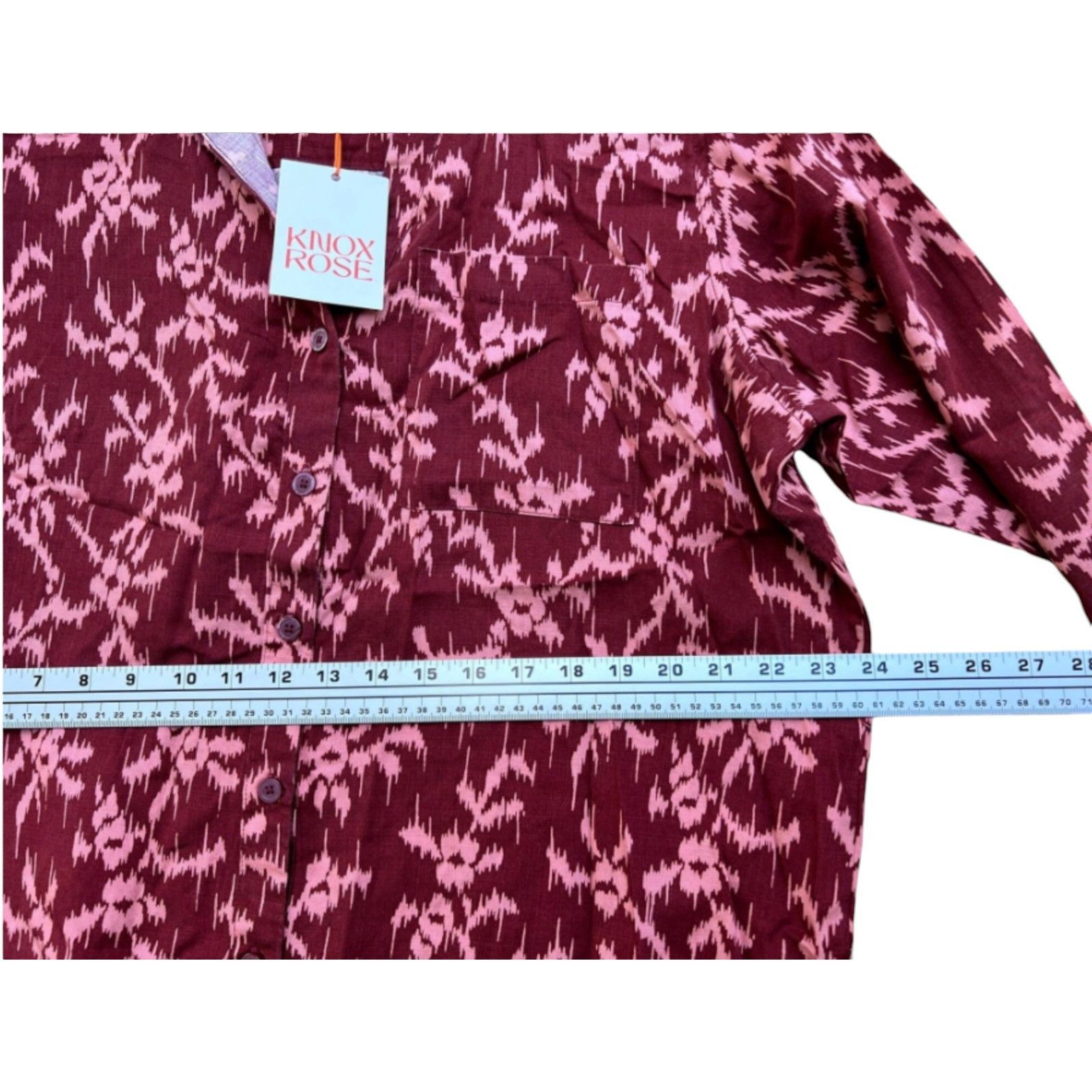 Other Knox Rose - Women's Long Sleeve Button-Down Shirt Top - Red Size L / US 10 / IT 46 - 5 Thumbnail