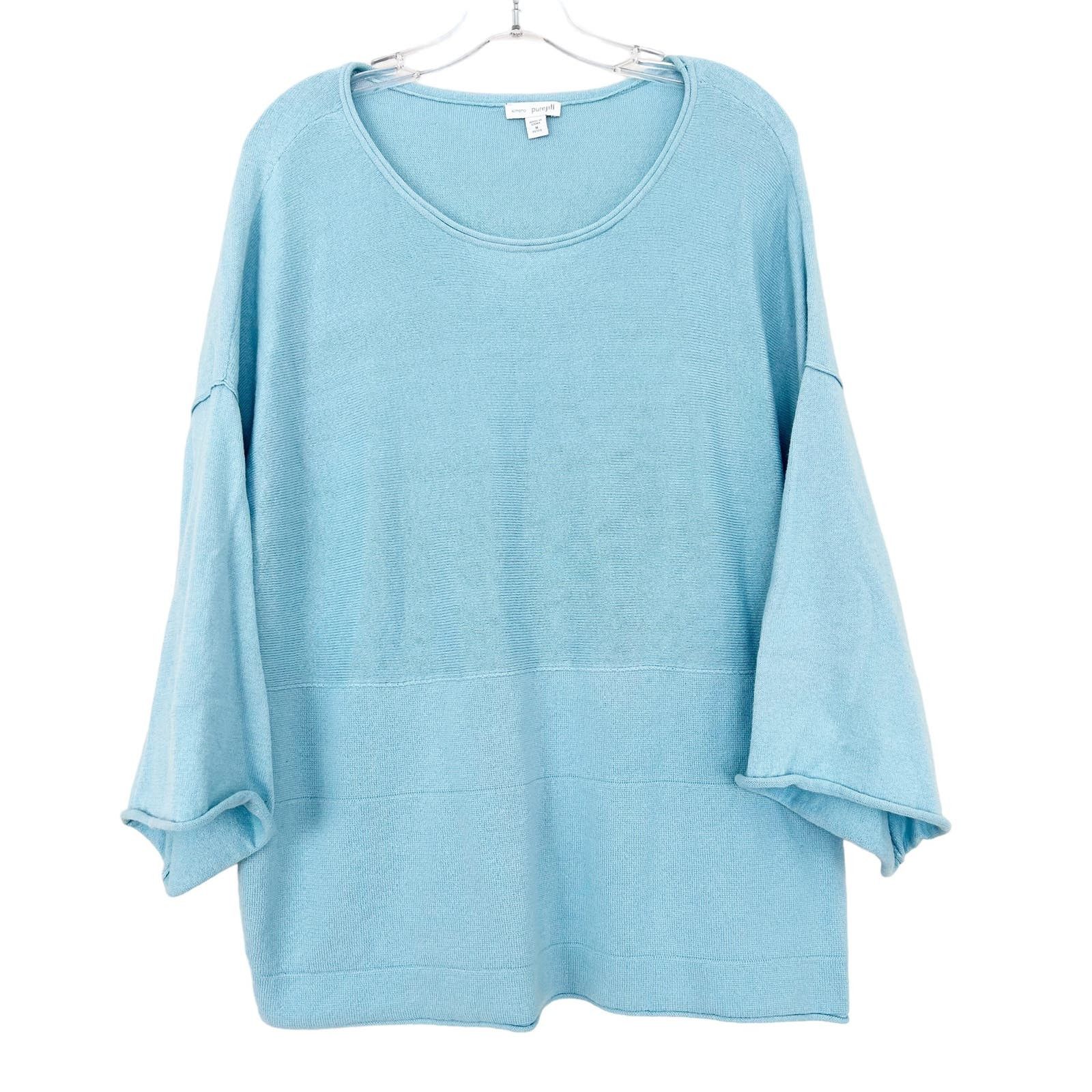 Pure Jill Kimono Blue Sweater Top Womens Small Cotton