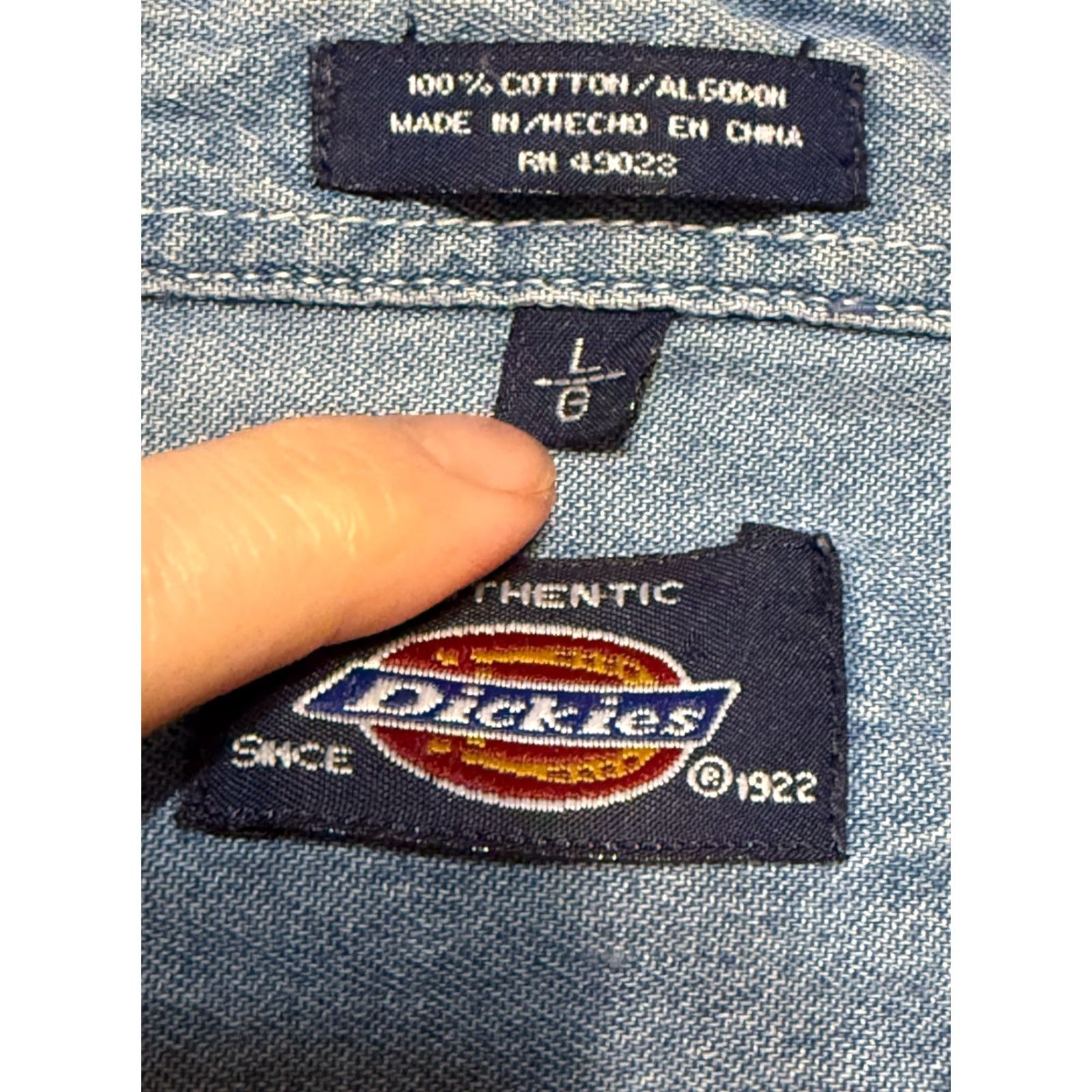 Dickies Dickies Shirt Mens Large Blue Short Sleeve Button Up 100% Cotton Casual Workwear Size US L / EU 52-54 / 3 - 5 Thumbnail