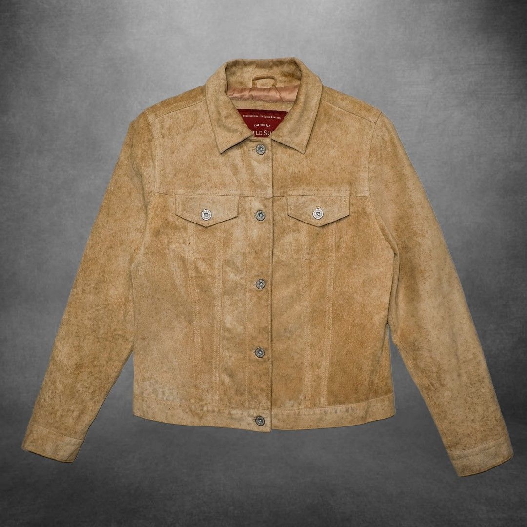 Vintage Eddie Bauer leather suede trucker jacket
