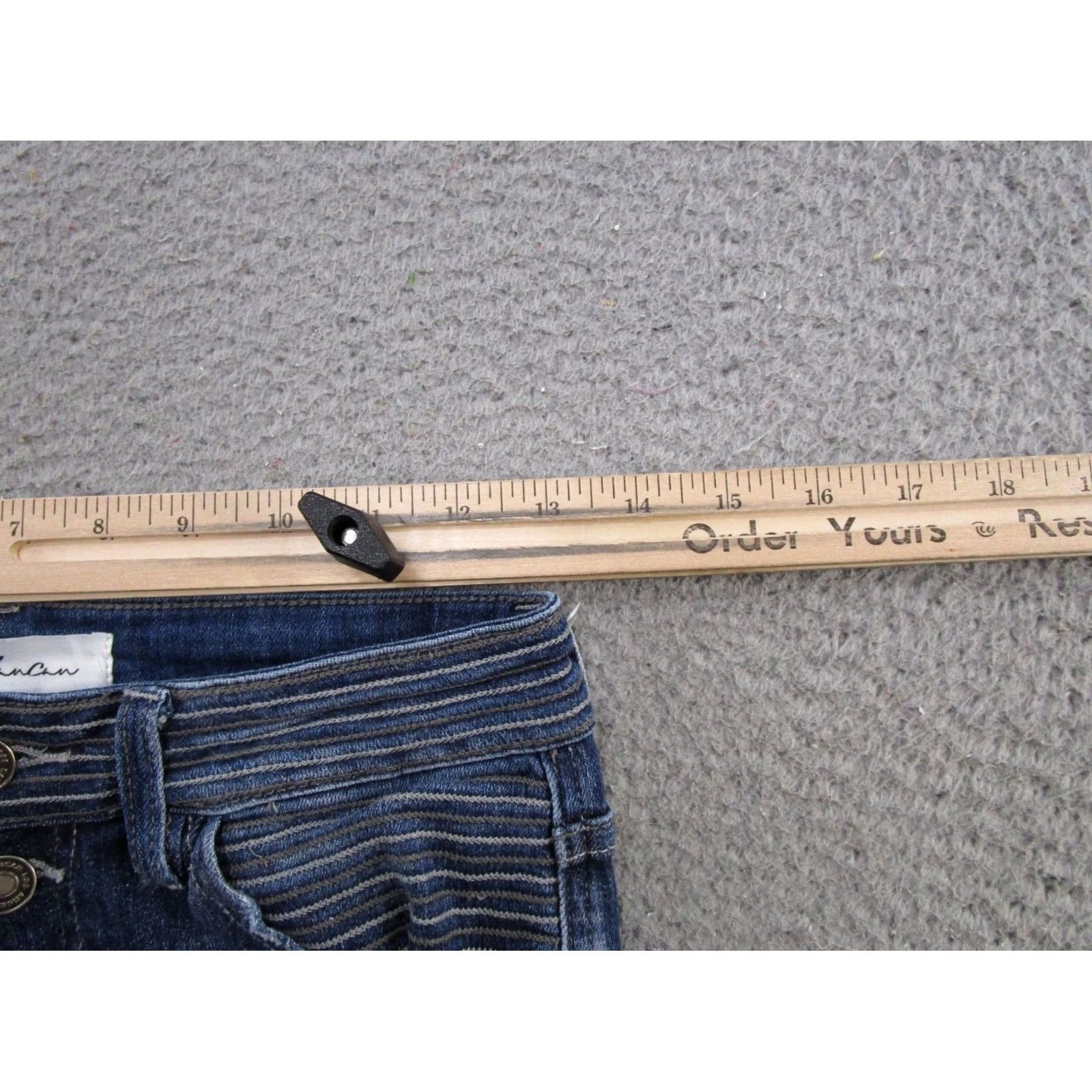 Vintage Kancan Jeans Womens Size 26/5 Button Fly Blue Distressed Denim Stretch Skinny Regular Jeans Size 26" / US 2 / IT 38 - 6 Thumbnail