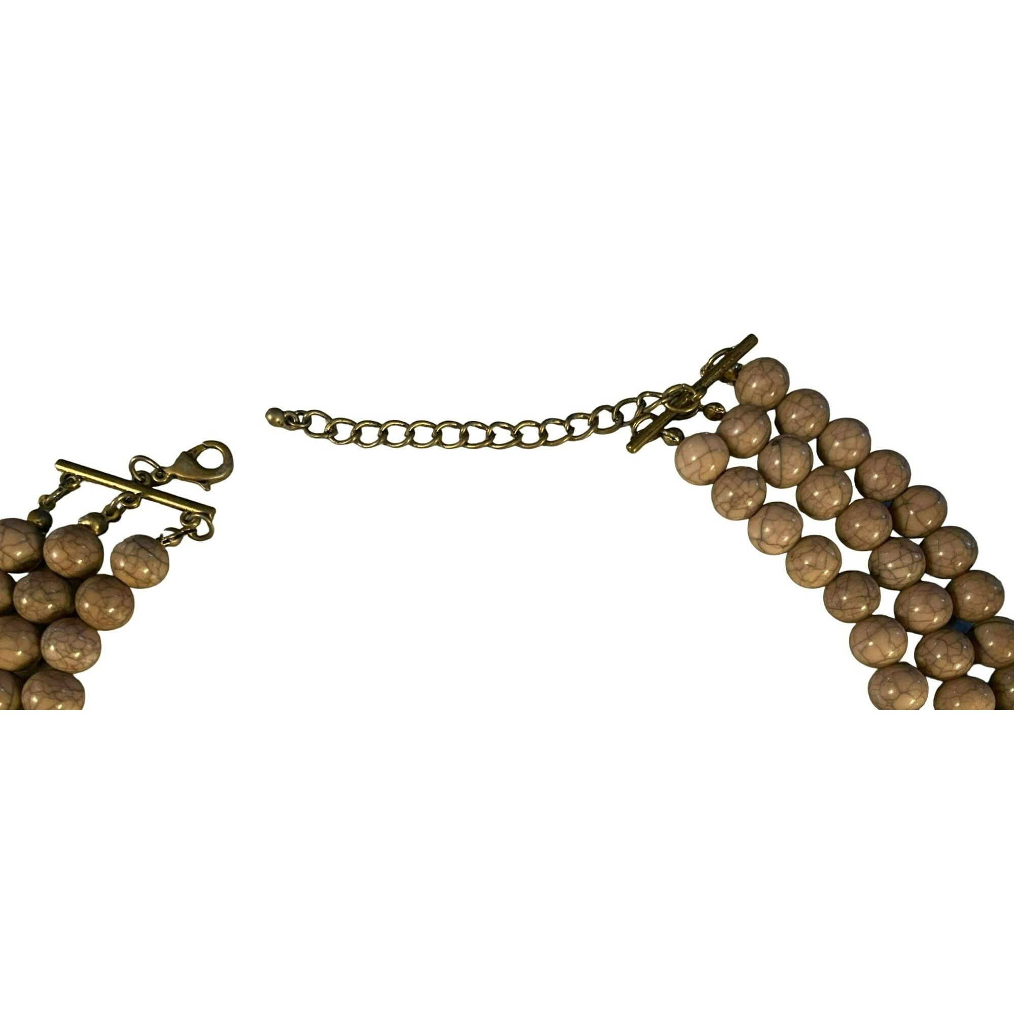 Other Triple Strand Brown Beaded Necklace With Turquoise & Crystal Size ONE SIZE - 5 Thumbnail