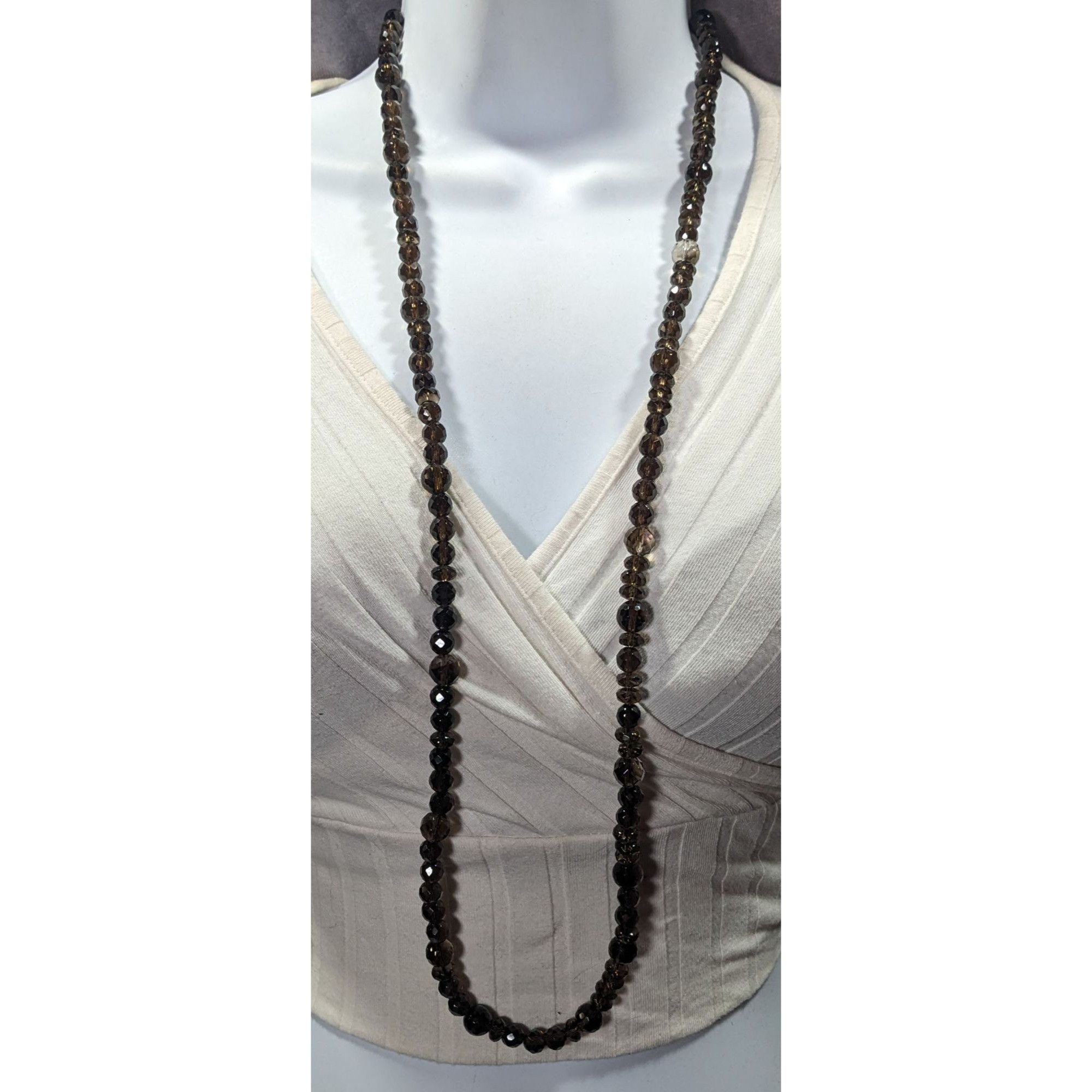 Other Vintage Glam Brown Faceted Crystal Glass Beaded Necklace Size ONE SIZE - 2 Thumbnail