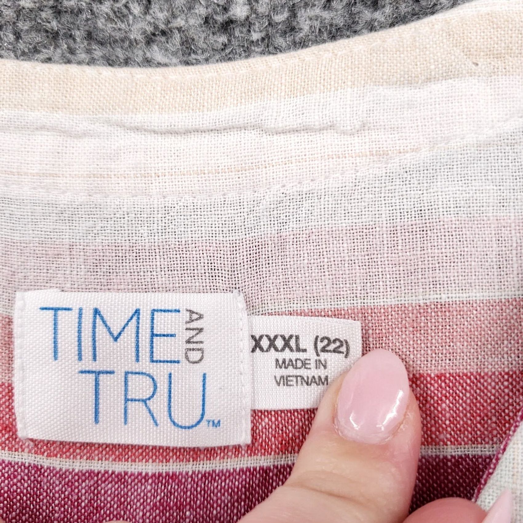 Vintage Time And Tru Dress Womens 3XL White Striped Linen Blend V Neck Pockets Dress Size XXL / US 16-18 / IT 52-54 - 4 Thumbnail
