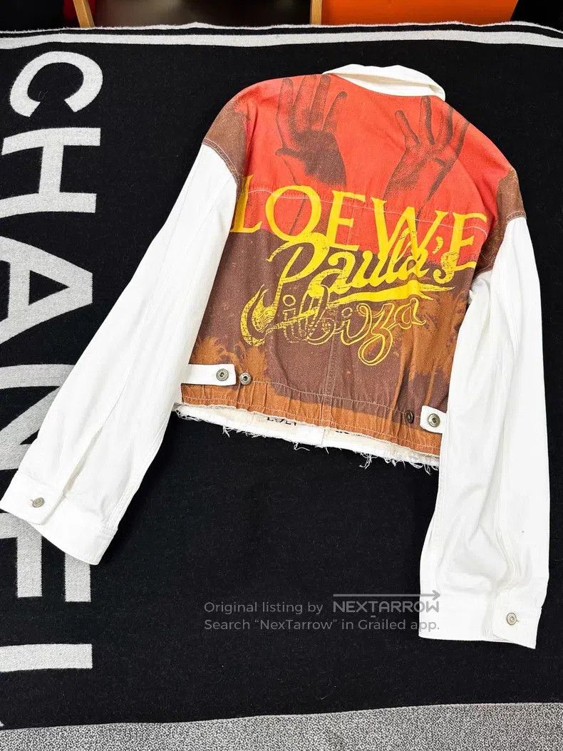 Loewe Loewe White Denim Jacket with Colorful Back Pattern Size XS / US 0-2 / IT 36-38 - 6 Thumbnail