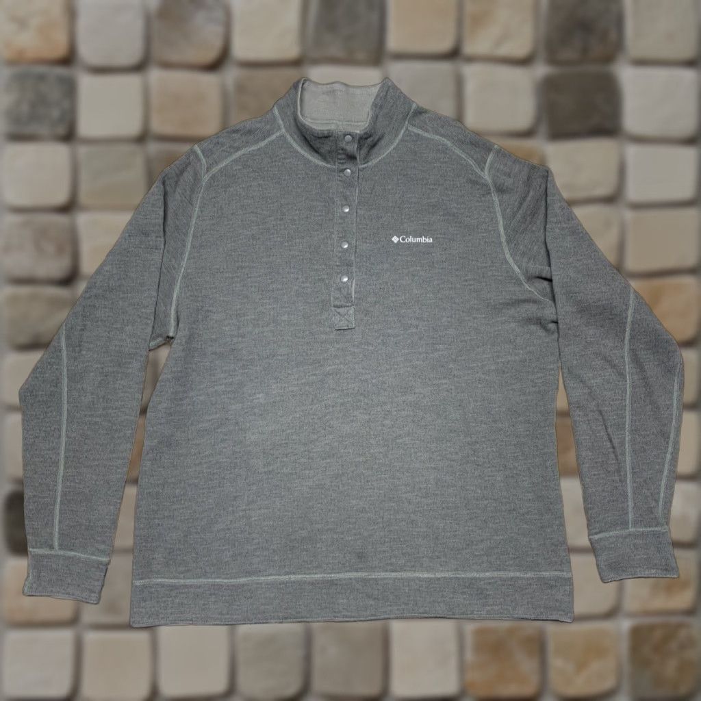 Logo 7 Columbia Mens Shirt XL Gray 1/4 Snap Pullover Warm Logo Activewear Casual Long Sleeve Front Size US XL / EU 56 / 4 - 1 Thumbnail