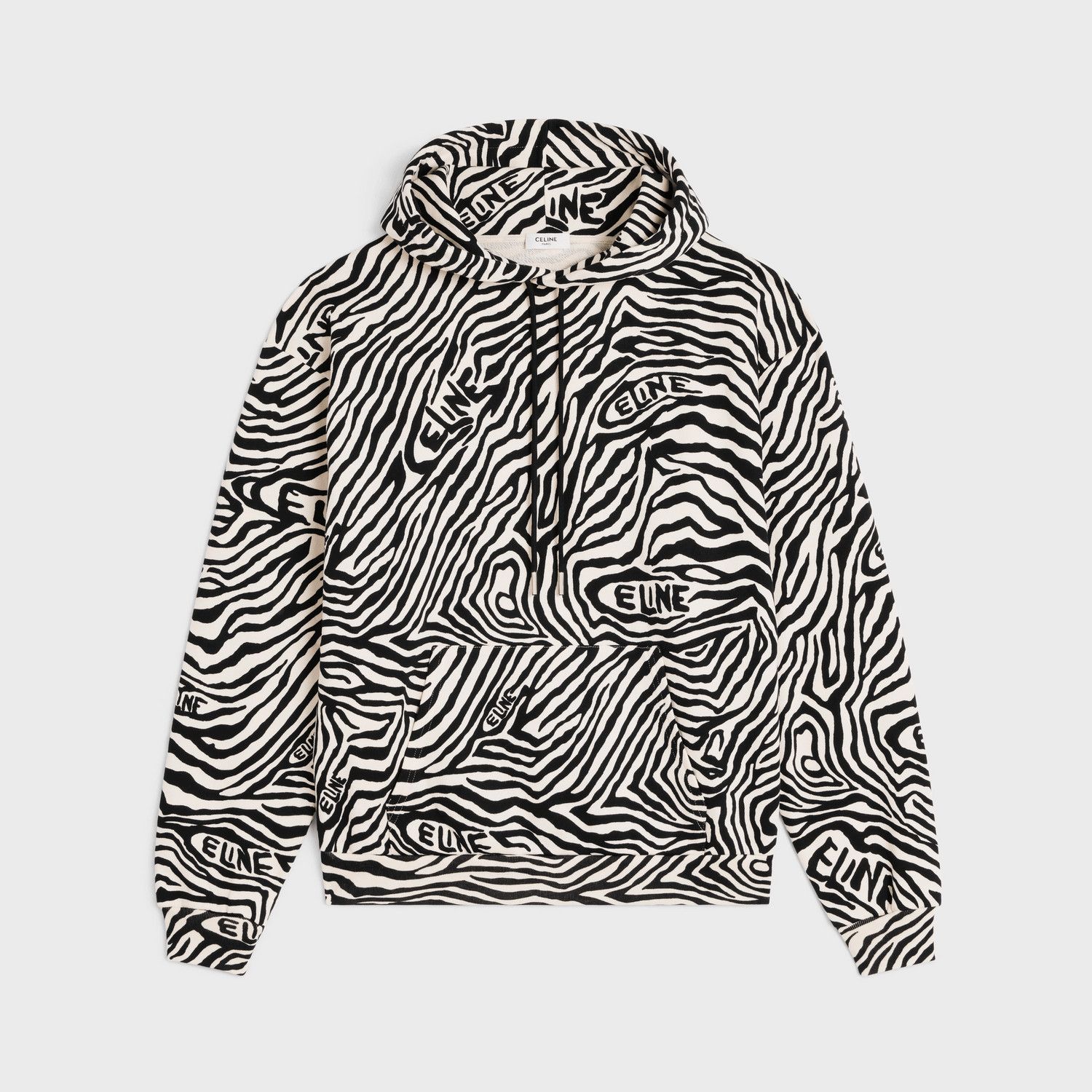 Celine Tie-Dye Loose Fit Cotton Fleece Hoodie White&Black Size US L / EU 52-54 / 3 - 1 Thumbnail