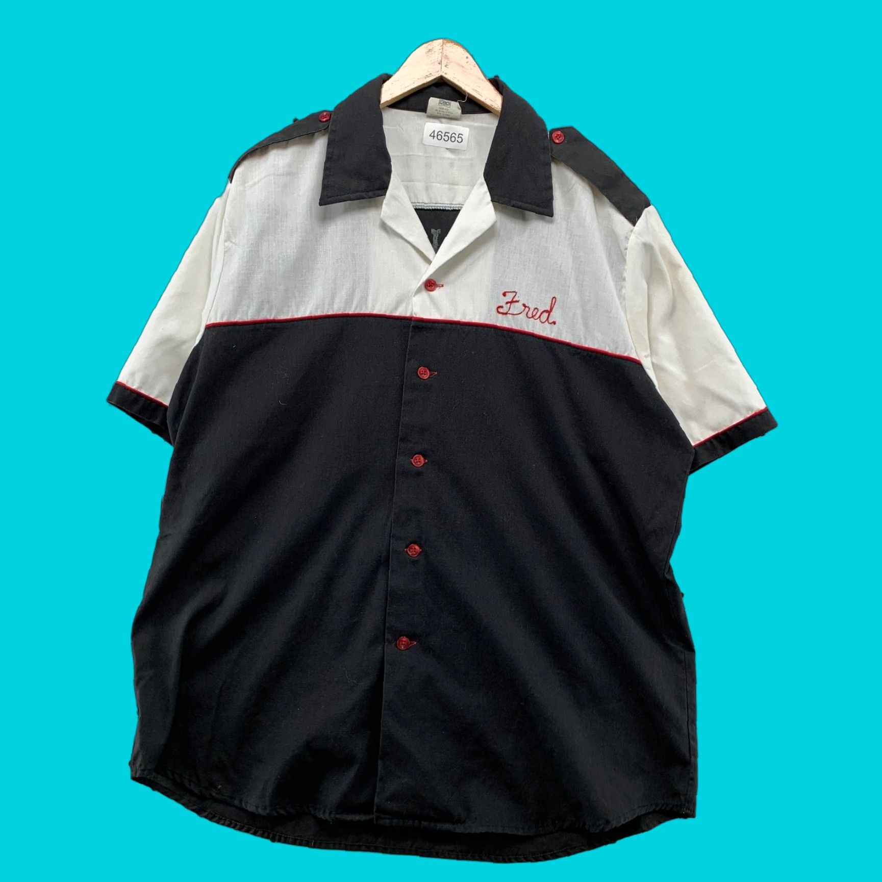 Vintage VINTAGE King Louie Bowling Shirt Men Large Black White Chain Stitch FRED USA Size US L / EU 52-54 / 3 - 1 Thumbnail