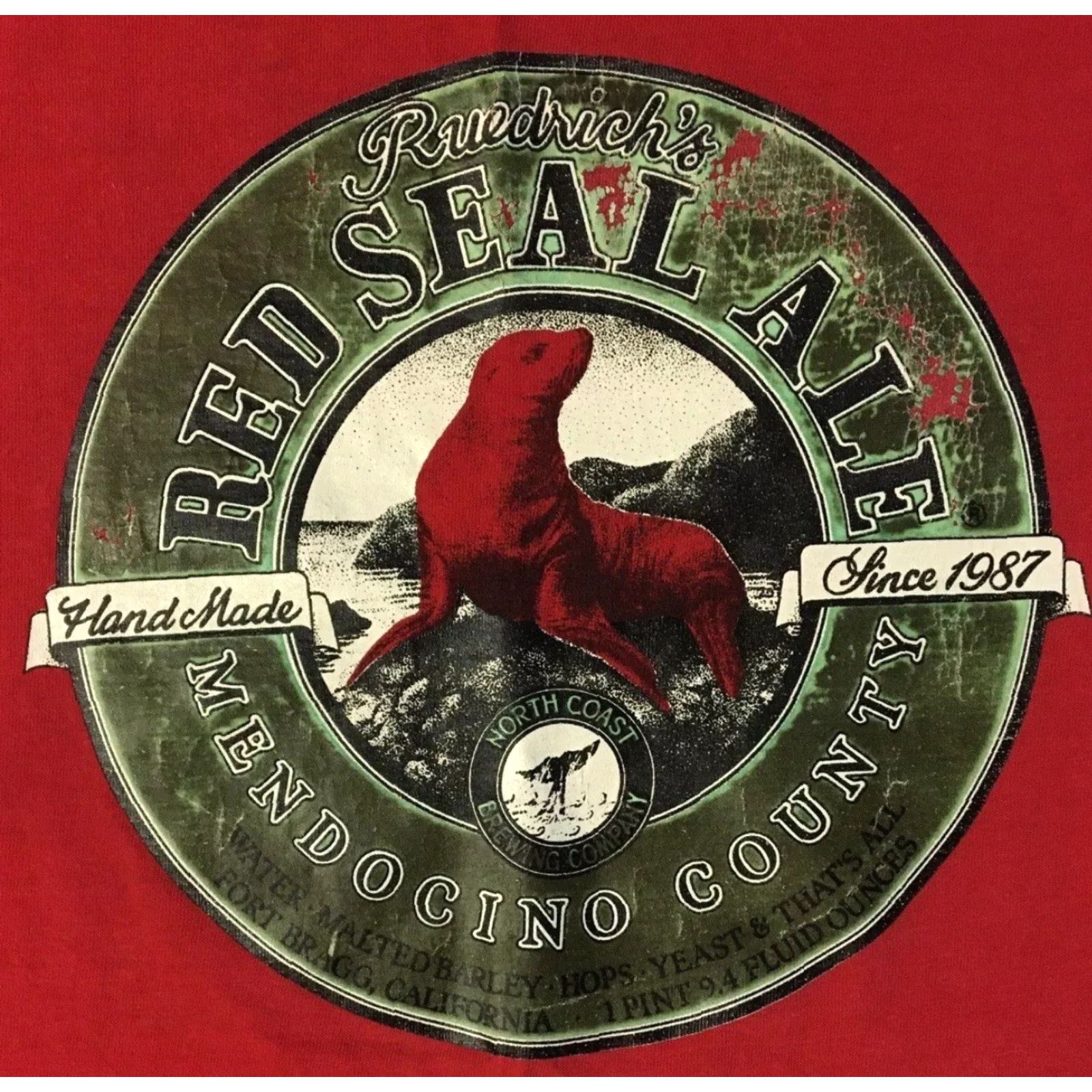 Vintage VINTAGE Red Seal Ale Faded Beer Shirt XL Men T-Shirt 80s Grunge Biker Rockabilly Funny Bar 90s USA Single Stitch Buffalo Bulldog Rocky Size US XL / EU 56 / 4 - 2 Thumbnail