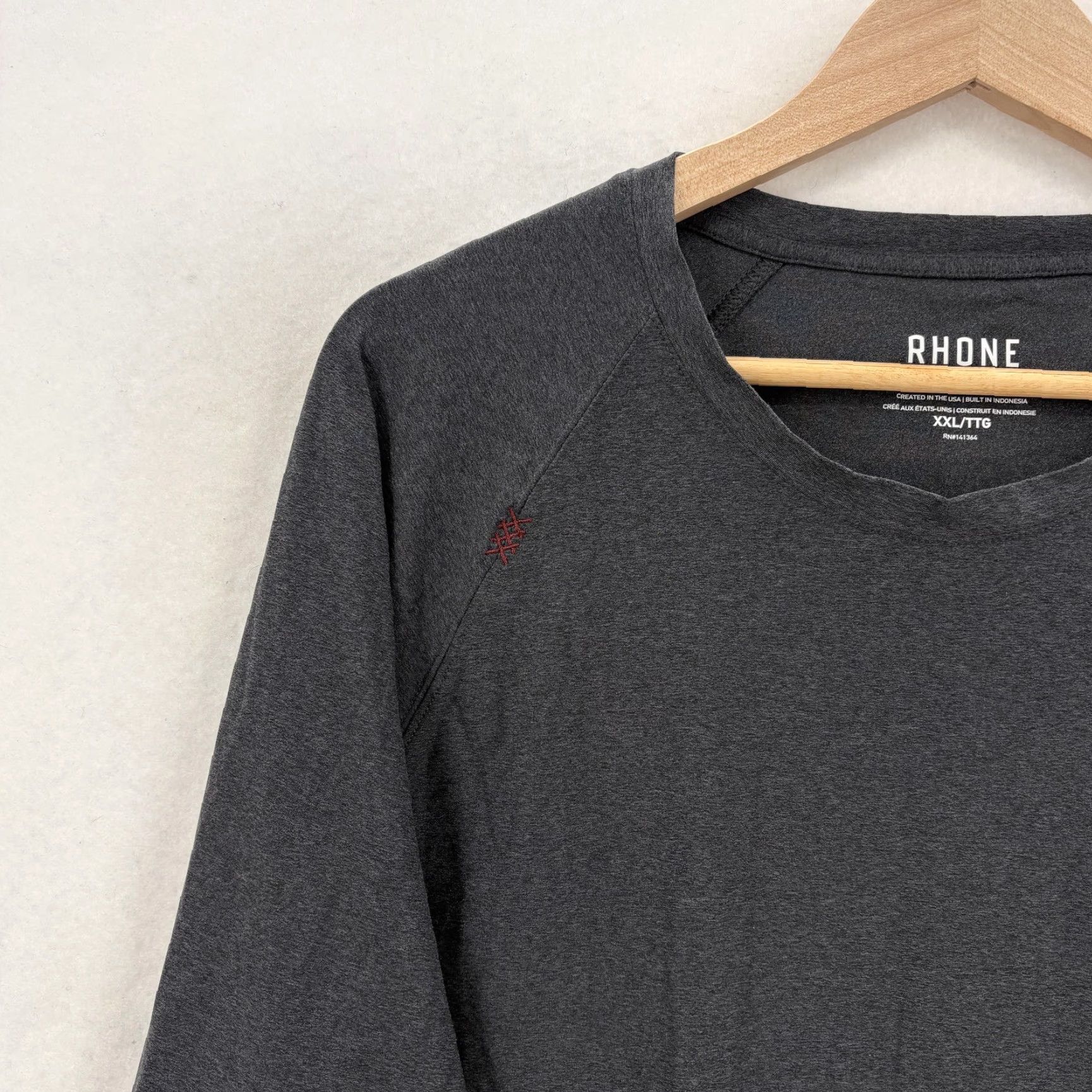 Rhone Rhone Mens 2XL Gray Long Sleeve Raglan Shirt Athletic Gym Running T-Shirt Crew Neck Sportswear Size US XXL / EU 58 / 5 - 2 Thumbnail
