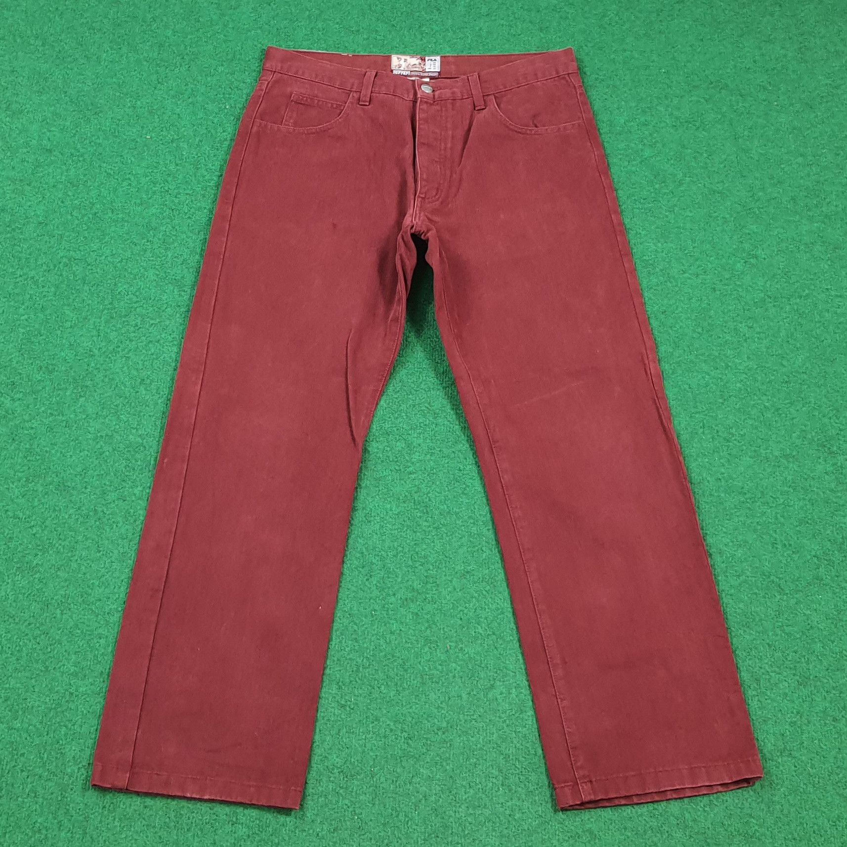 Ferrari Vintage Rare FERRARI x FILA Red Denim Pants Italy C297N8 Size US 31 - 4 Thumbnail