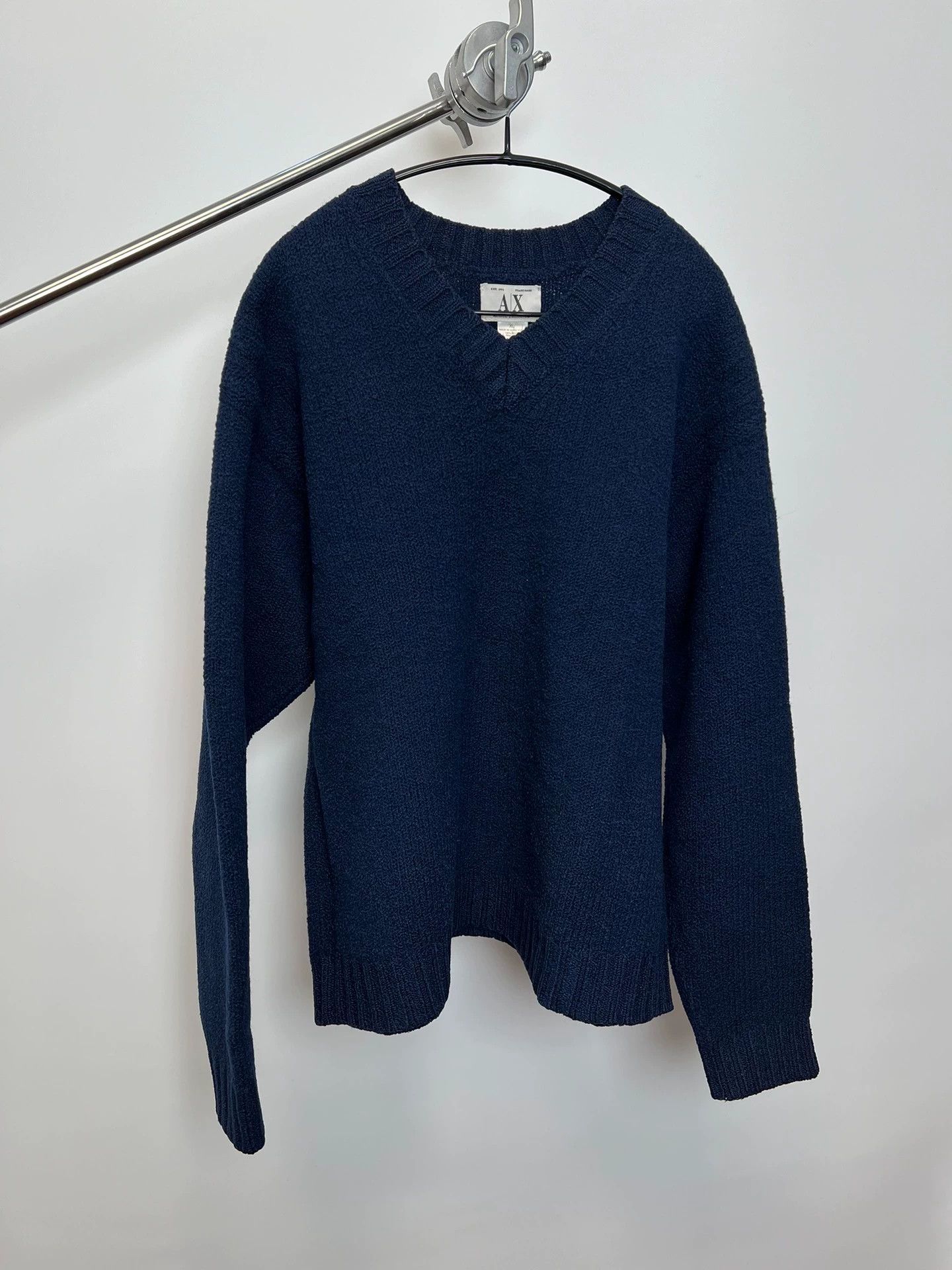 Armani Exchange Armani Exchange V-neck Wool Blend Sweater Blue Relaxed Size XL / US 12-14 / IT 48-50 - 2 Thumbnail