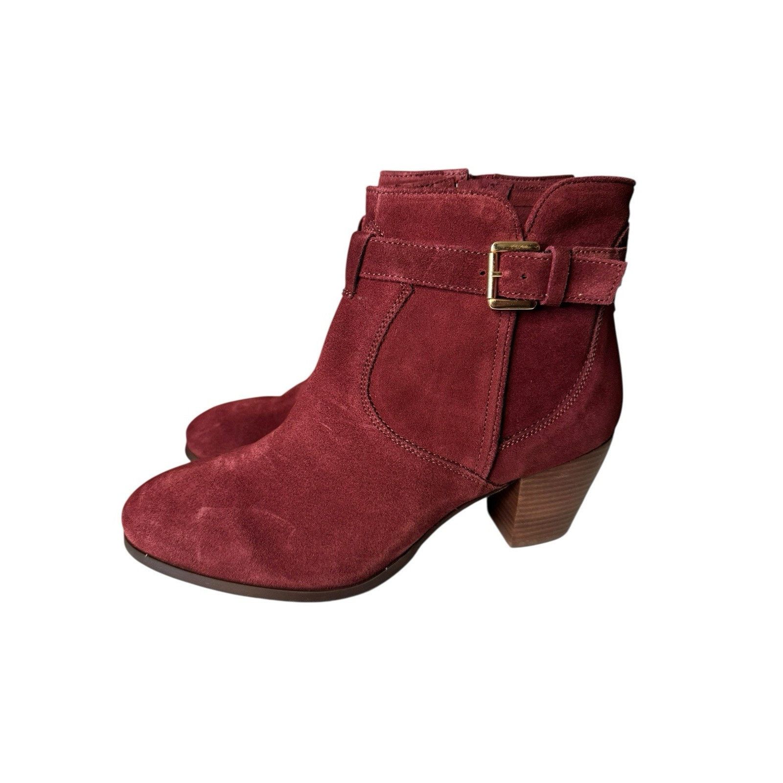 Other Diba NEW Sleek Bootie Burgundy Suede Gold Buckle Ankle Size US 9.5 / IT 39.5 - 4 Thumbnail
