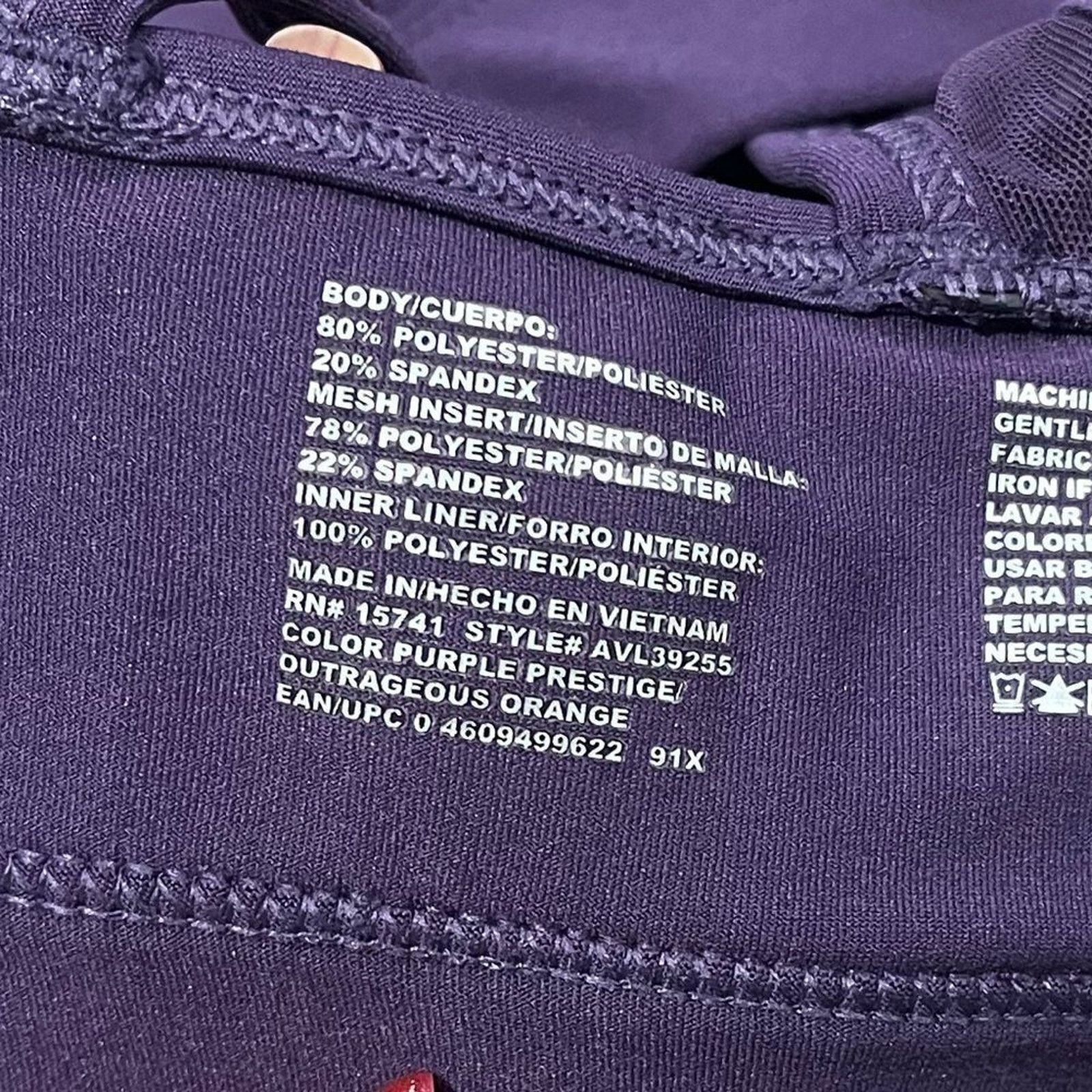 Avia Avia Sports Bra Full Coverage Dark Purple Racerback Size M Size ONE SIZE - 3 Thumbnail