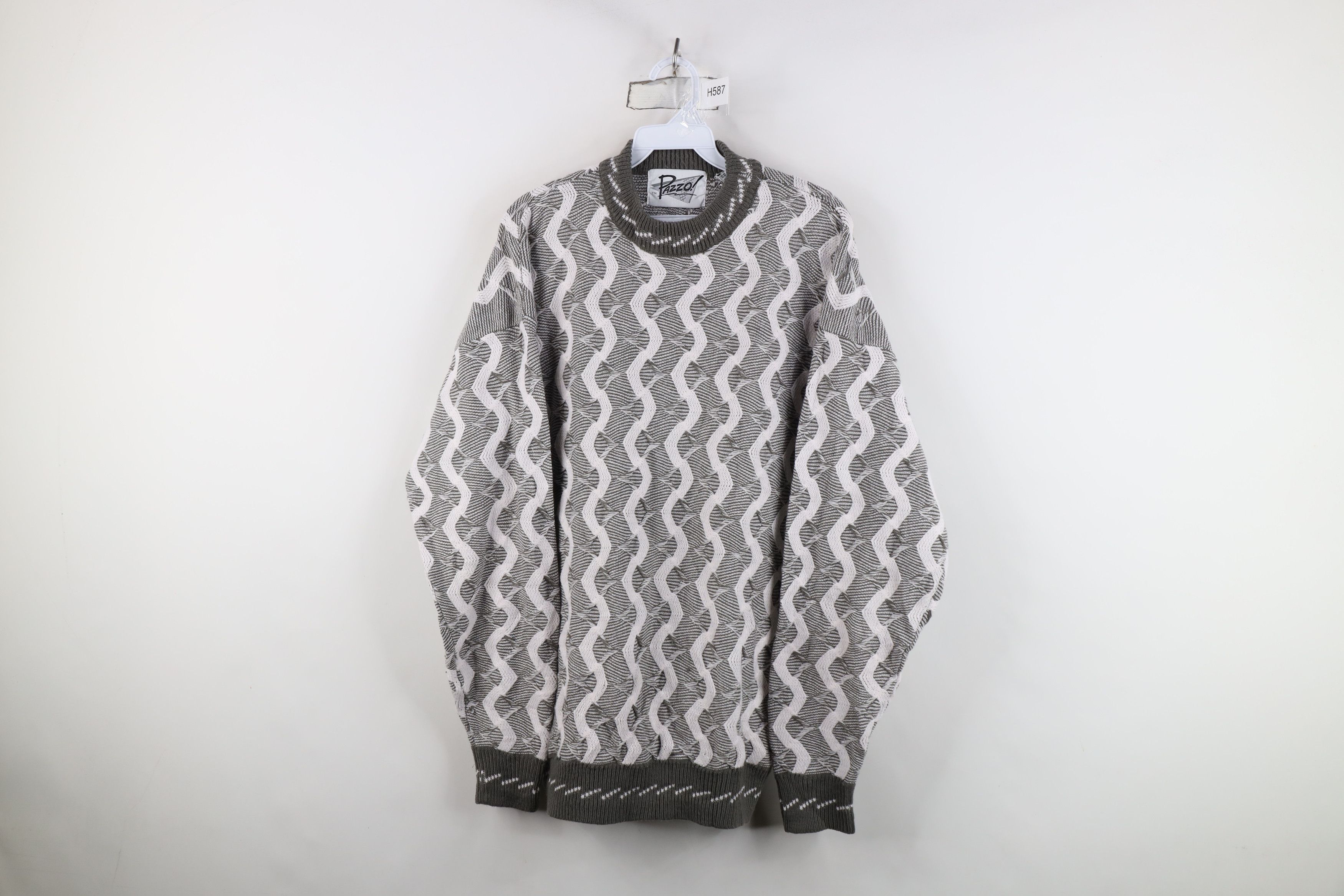 Vintage Vintage 90s Streetwear Wavy Ribbed Knit Sweater Gray Acrylic Size US S / EU 44-46 / 1 - 1 Thumbnail