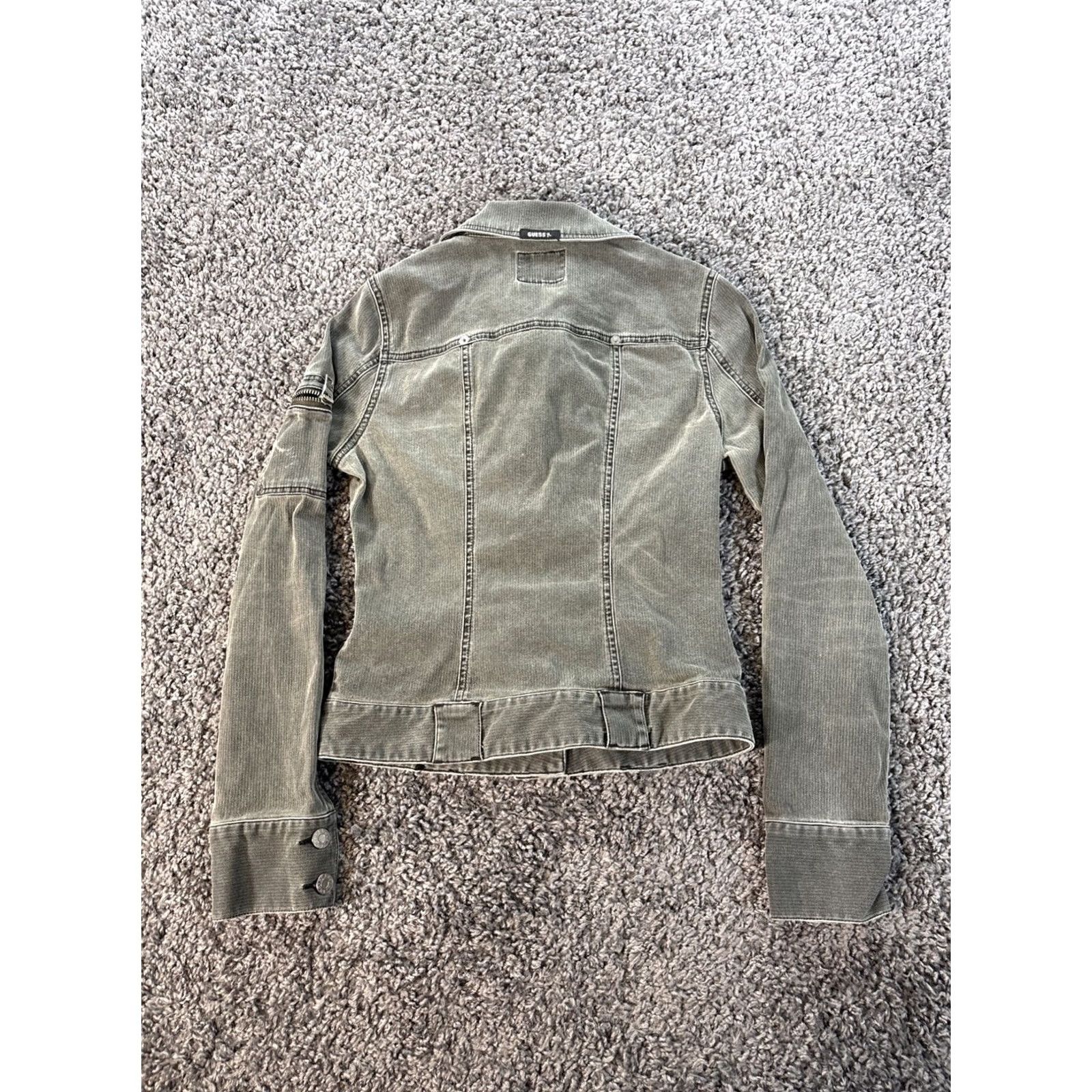 Guess VINTAGE GUESS Denim Jacket Womens XS Green 90s Button Cotton Cargo Basic Jacket Mens? Size 26" / US 2 / IT 38 - 5 Thumbnail