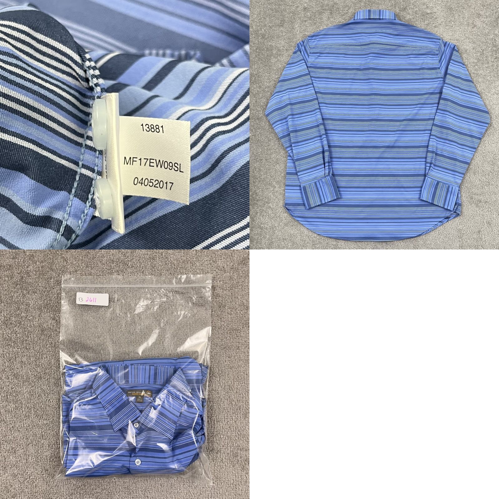 Peter Millar Peter Millar Shirt Mens XL Blue Striped Performance Button Summer Comfort Size US XL / EU 56 / 4 - 8 Thumbnail