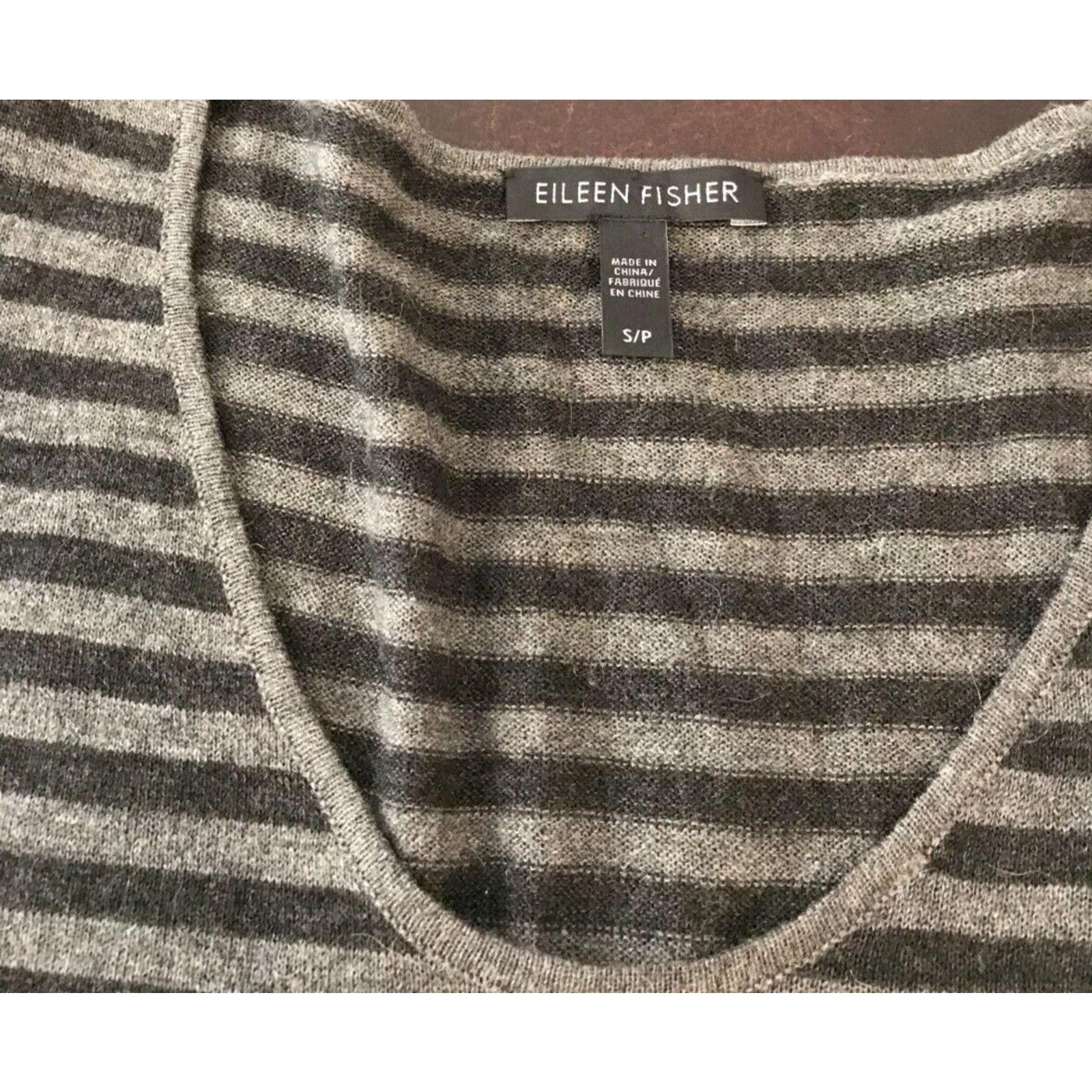 Eileen Fisher Eileen Fisher Gray/Black Striped Long-Sleeve Tunic Sweater Size S / US 4 / IT 40 - 4 Thumbnail