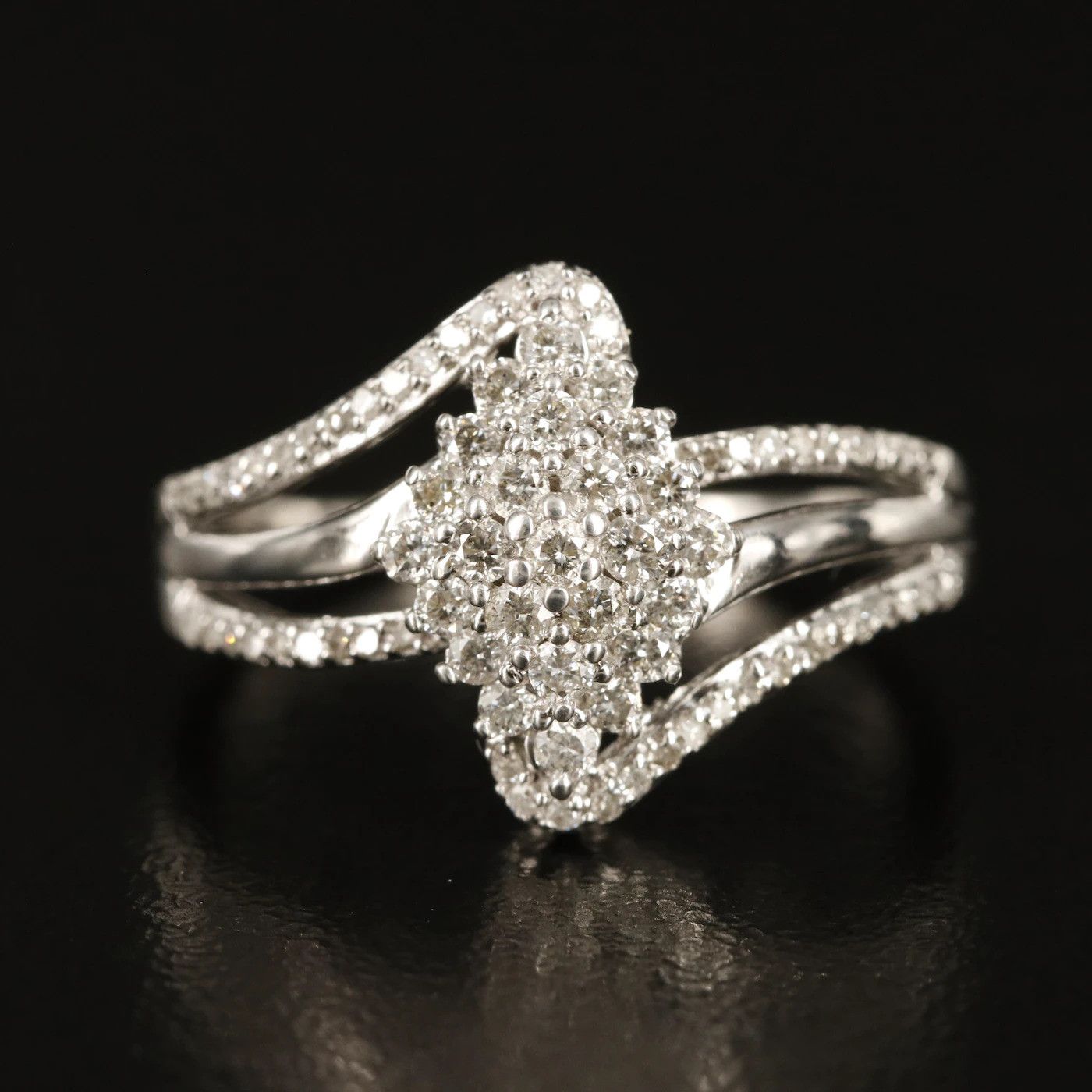 Other 10k Vintage .4 ctw Diamond Cluster Bypass Ring Size ONE SIZE - 1 Thumbnail