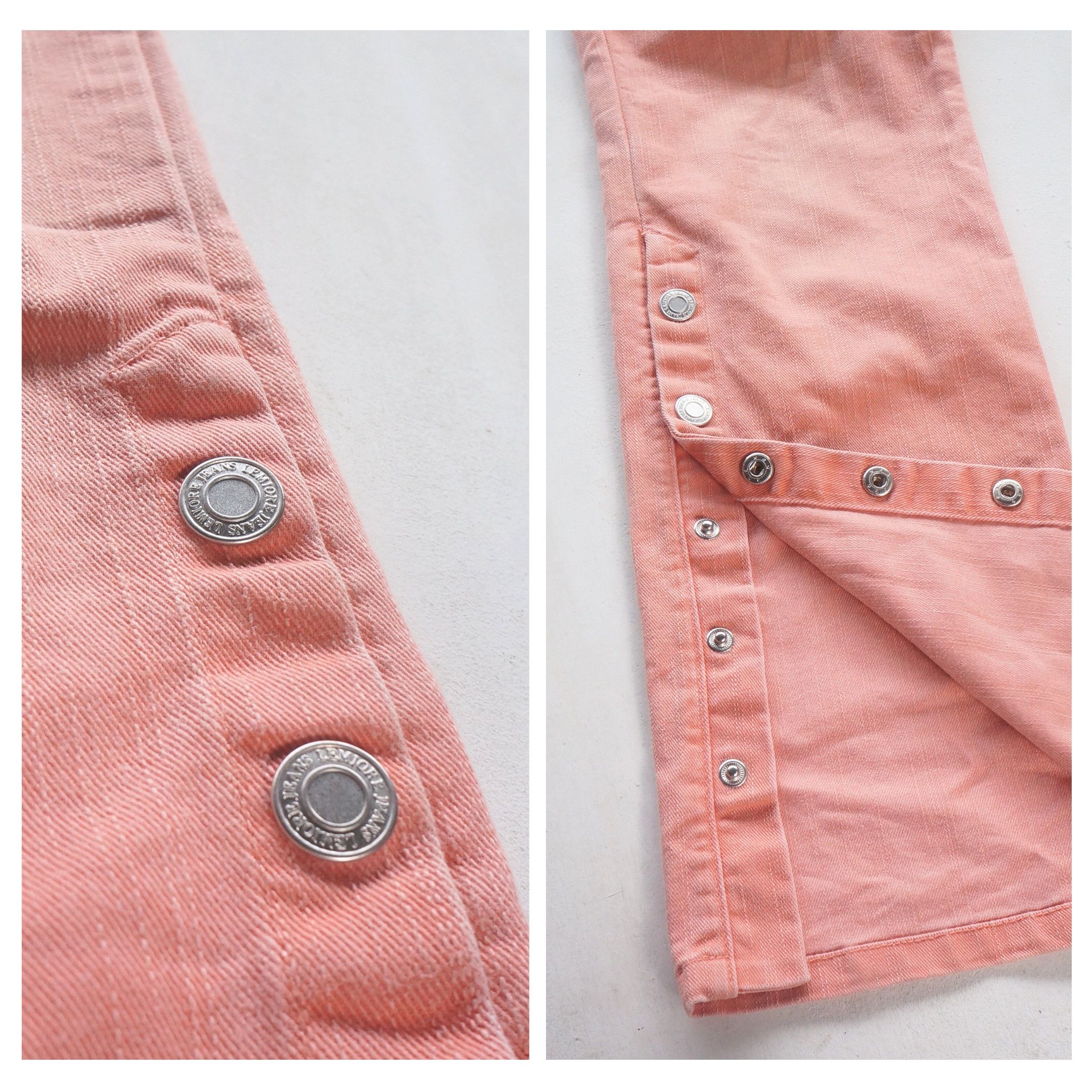 Japanese Brand LEMIORE Pink Flare Jeans with Side Buttons Size 30" / US 8 / IT 44 - 6 Thumbnail