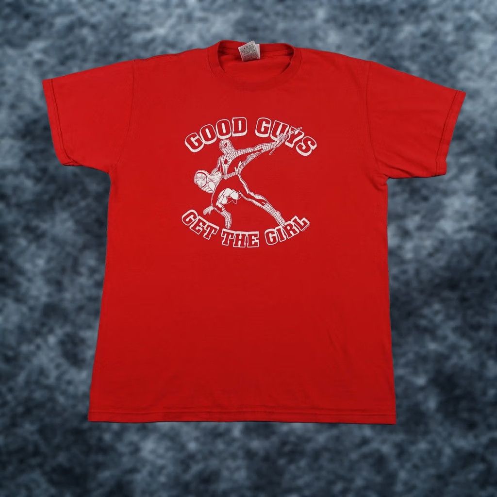 Fruit Of The Loom VINTAGE Spider-Man Shirt Mens M Good Guys Get The Girl 2004 Marvel Fruit of the Loom Red Cotton Size US M / EU 48-50 / 2 - 1 Thumbnail