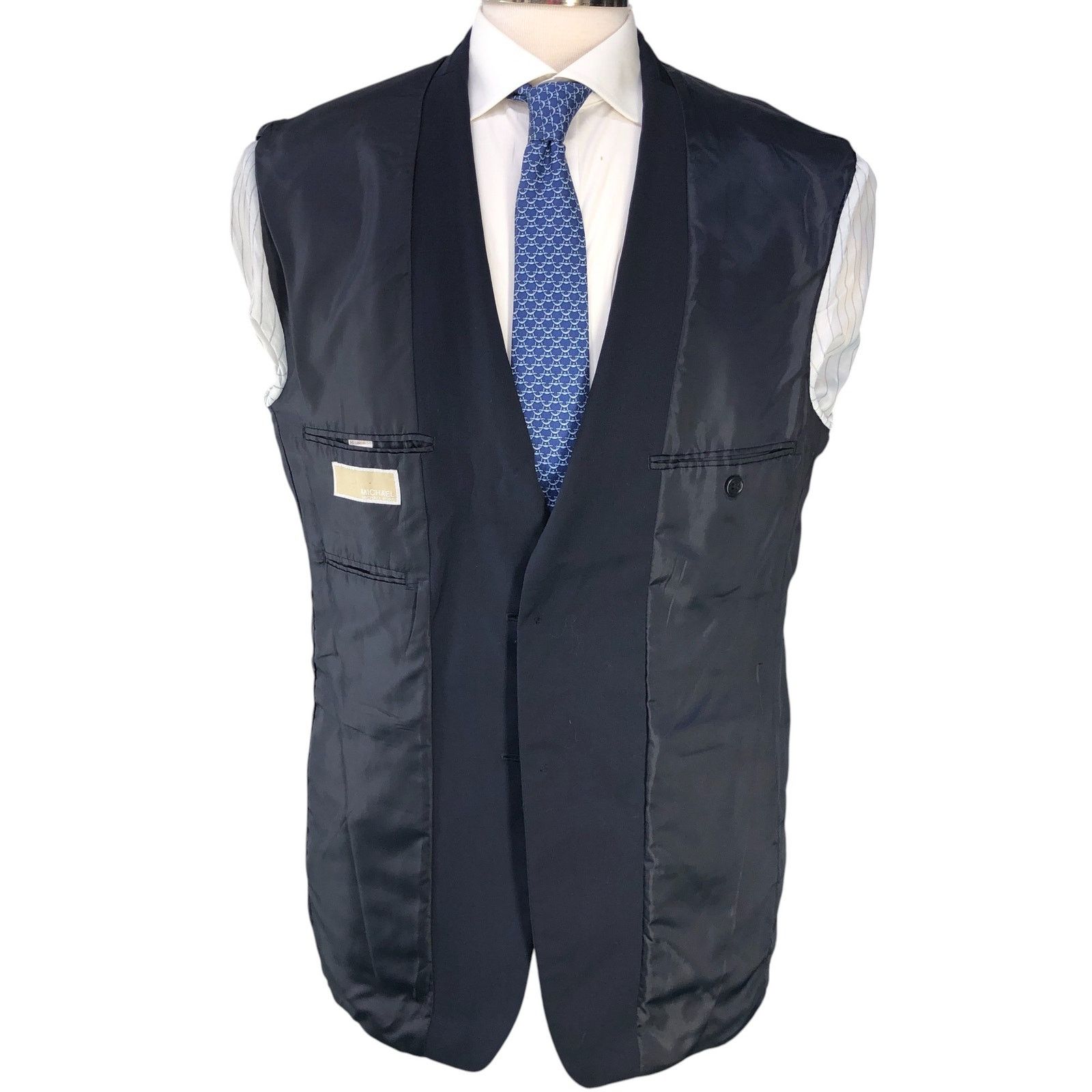 Michael Kors Michael Kors Size 40L Blazer Jacket Navy Blue Gold Button Size 40L - 14 Thumbnail