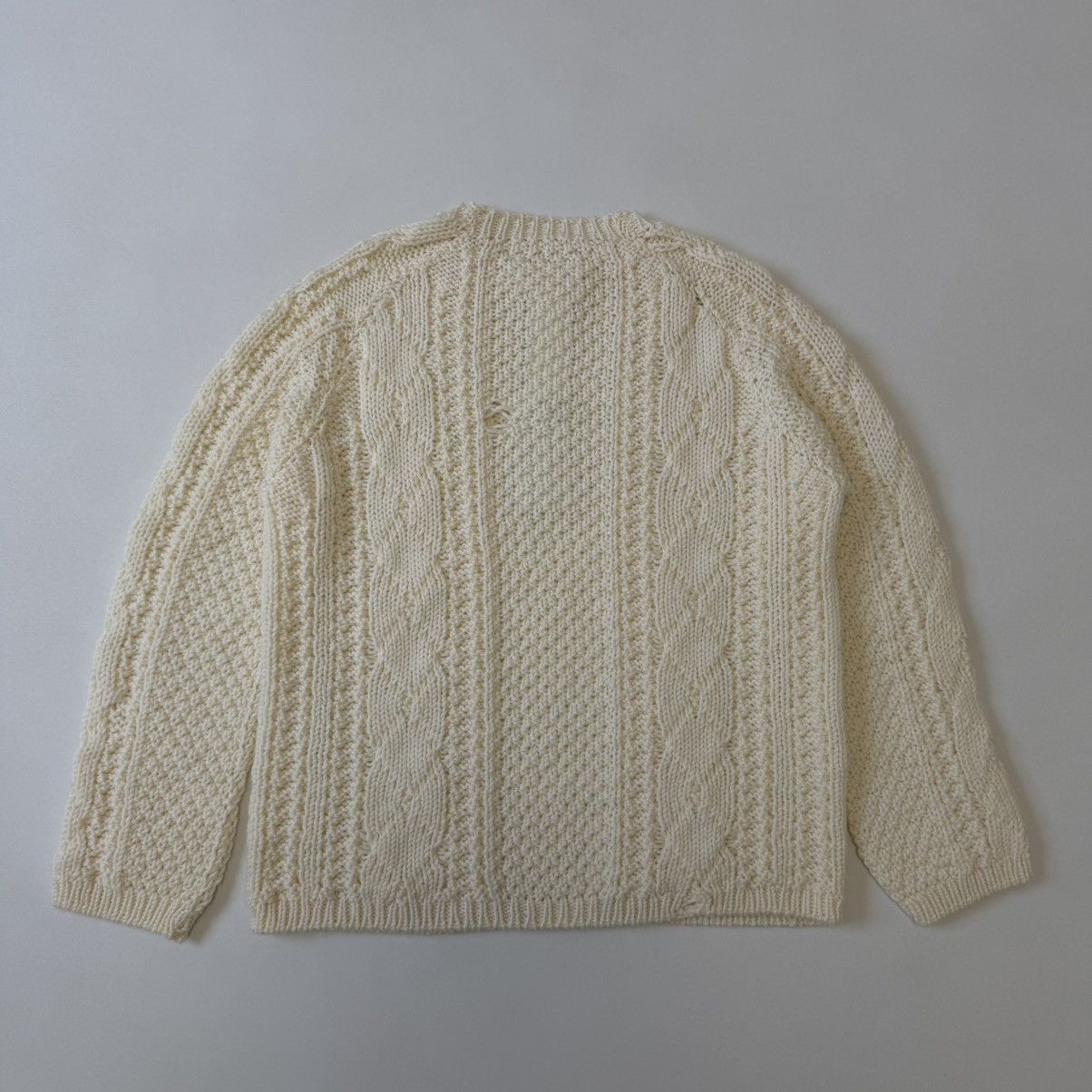Maison Margiela A/W 21 Distressed Cream Cable Knit Sweater Size US M / EU 48-50 / 2 - 10 Thumbnail