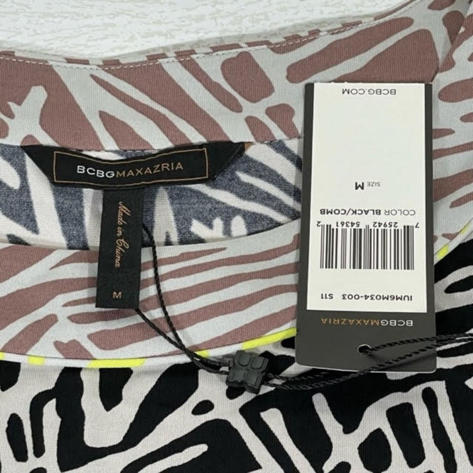 Other BCBGMaxAzria Black White Abstract Shift Dress Size M NWT Size M / US 6-8 / IT 42-44 - 6 Thumbnail