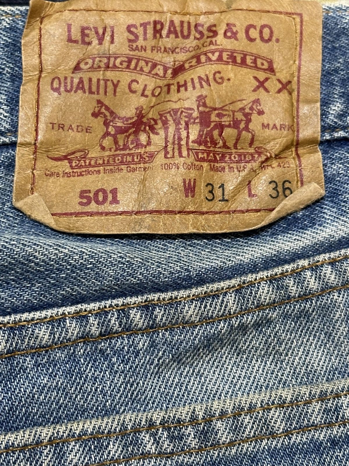Levi's Vintage 80s Levis 501 Blue Faded Wash Distressed Style Jeans Size US 30 / EU 46 - 9 Thumbnail