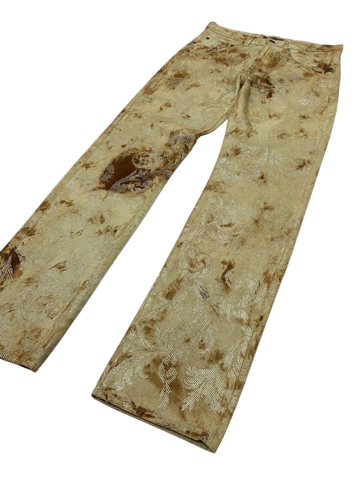 If Six Was Nine Yoshiyuki konishi Gold Paisley Pattern Denim Pants Size US 30 / EU 46 - 20 Thumbnail