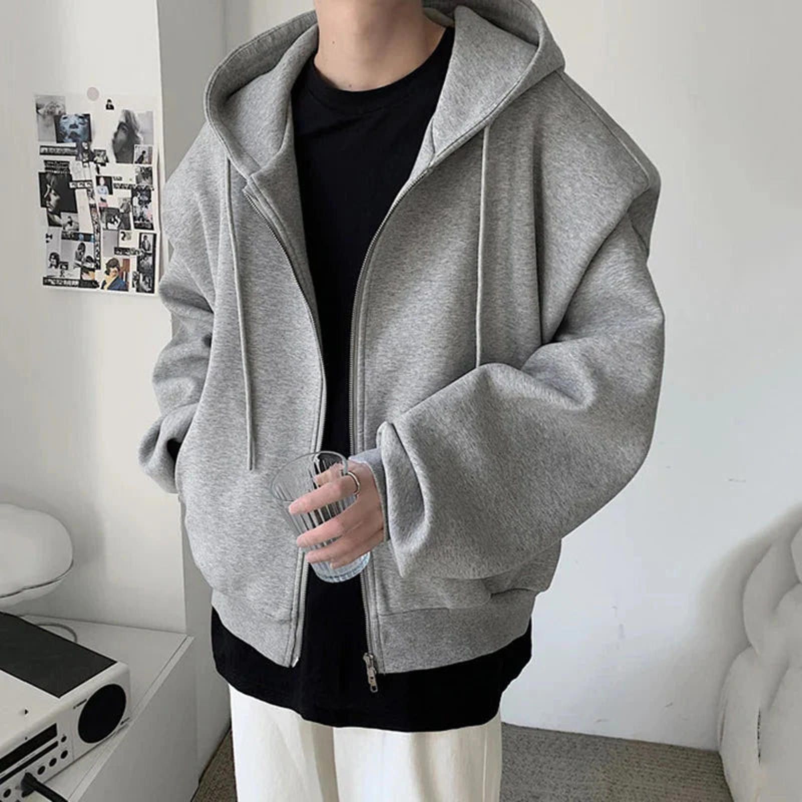 Vintage Exaggerated Shoulder Zip-Up Hoodie Size ONE SIZE - 5 Thumbnail