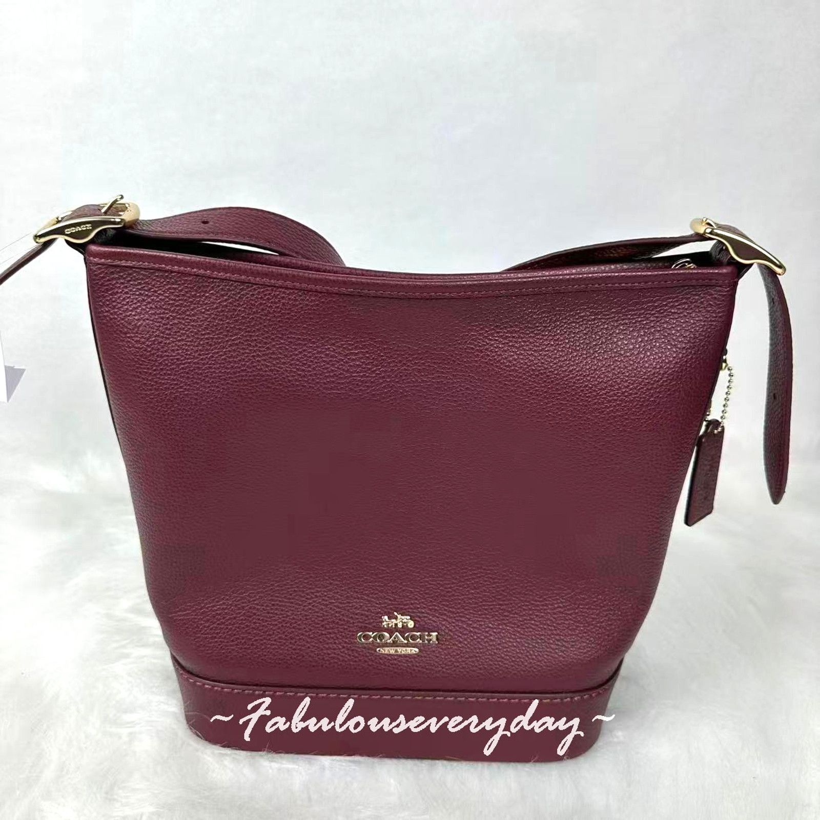 COACH Jude Duffle Bag Crossbody Leather/Gold/Dark Wine CBH18