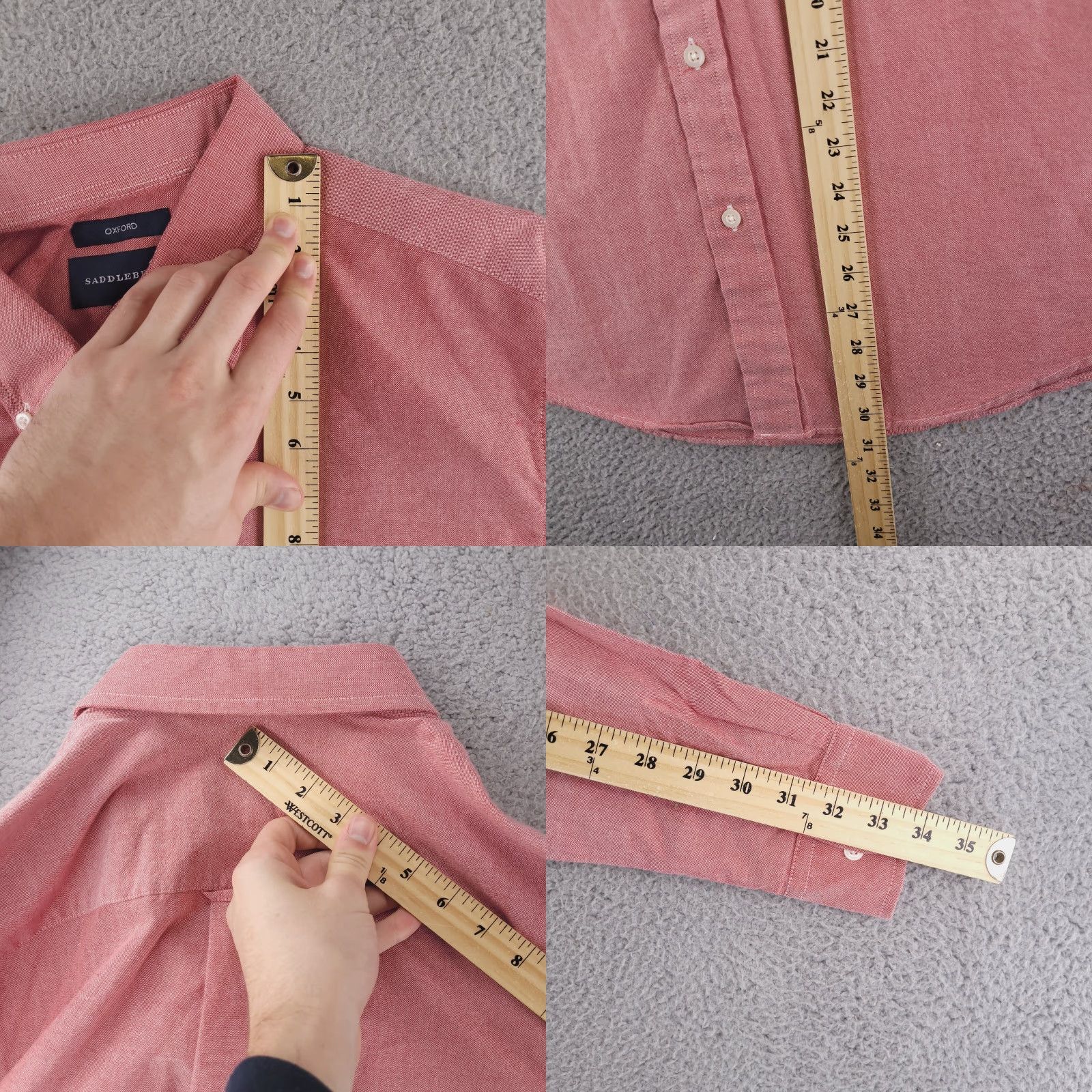 Pinko Saddlebred Shirt Mens Medium Oxford Long Sleeve Button Red Pink Cotton Salmon Size US M / EU 48-50 / 2 - 8 Thumbnail