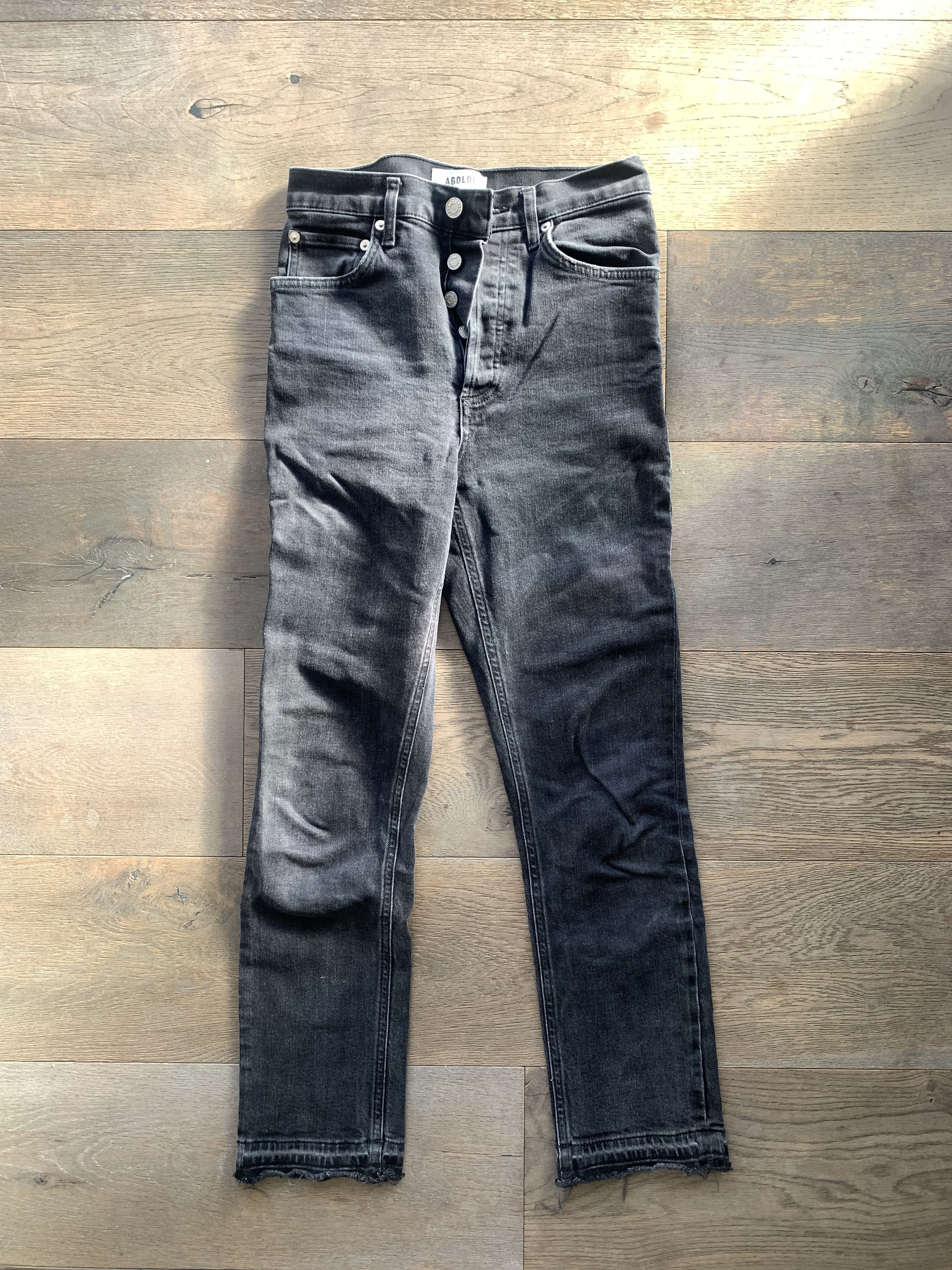 Agolde Agolde Riley High Rise Straight Crop - Black Pepper Size 23" - 2 Thumbnail