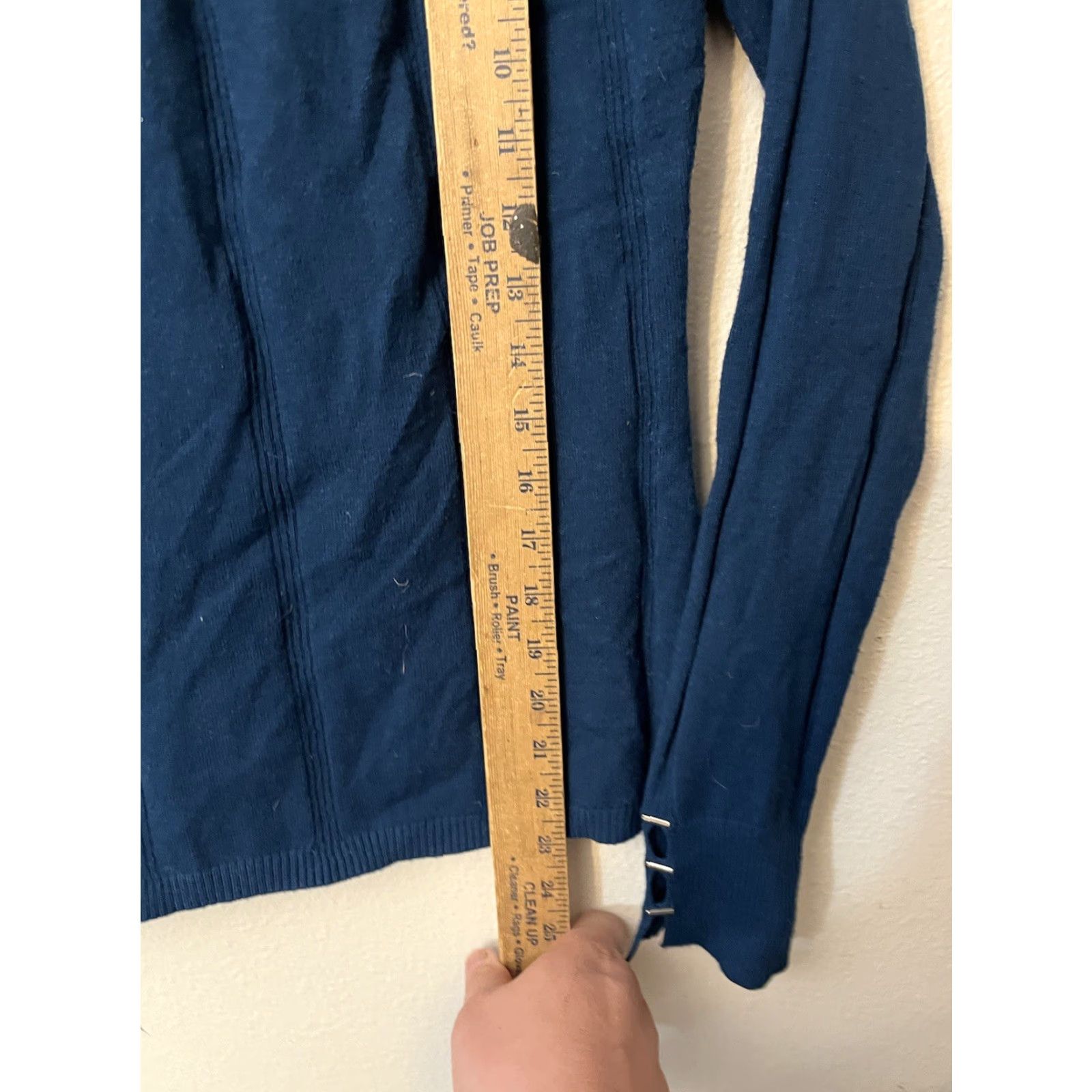 White House Black Market White House Black Market Sweater Knit Blue Solid Cowl Neck Medium Ladies Pullover Knit Long Sleeve Metallic Thread, Glitter Size M / US 6-8 / IT 42-44 - 4 Thumbnail