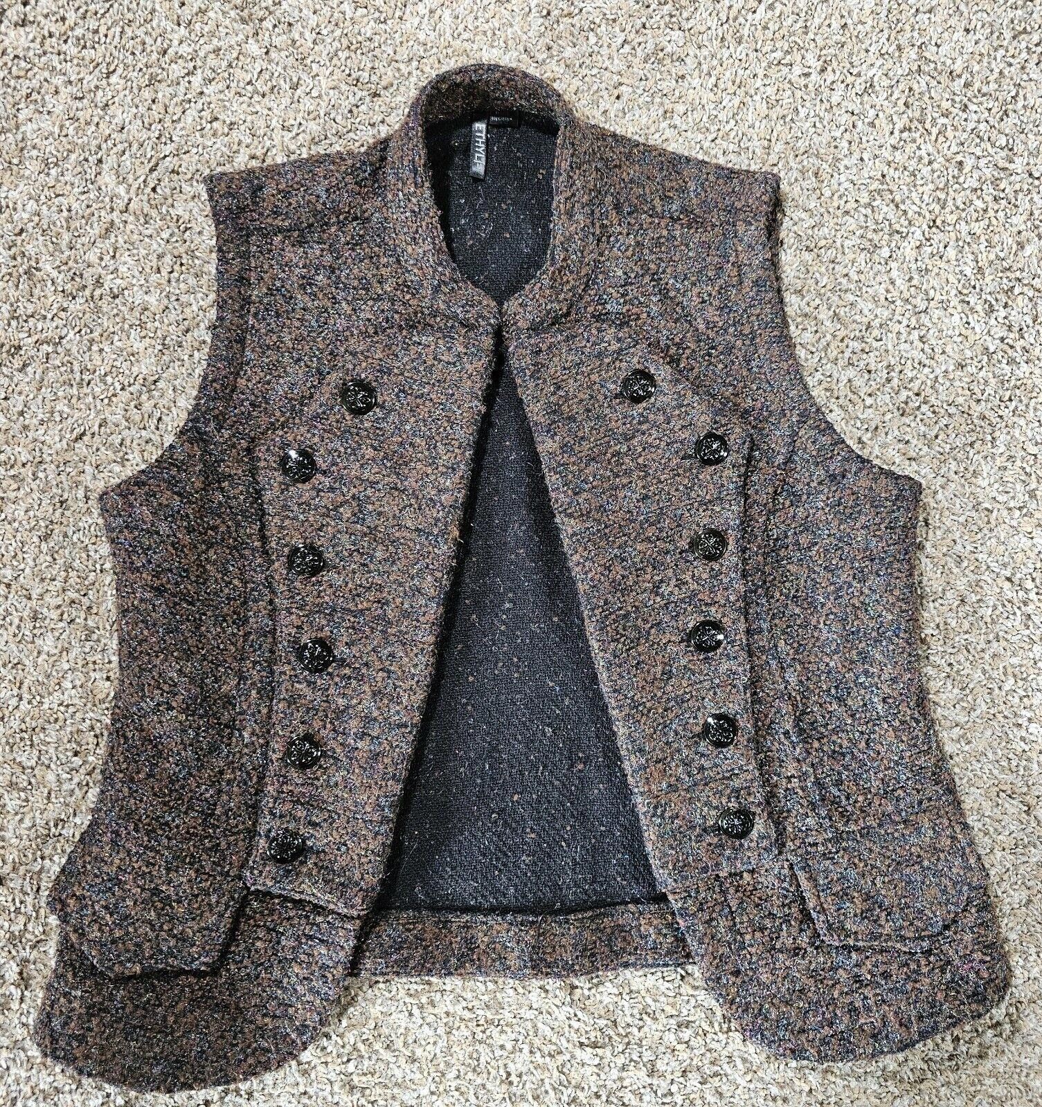 Designer Ethyl Brown Tweed Like Open Vest Medium Size M / US 6-8 / IT 42-44 - 1 Thumbnail