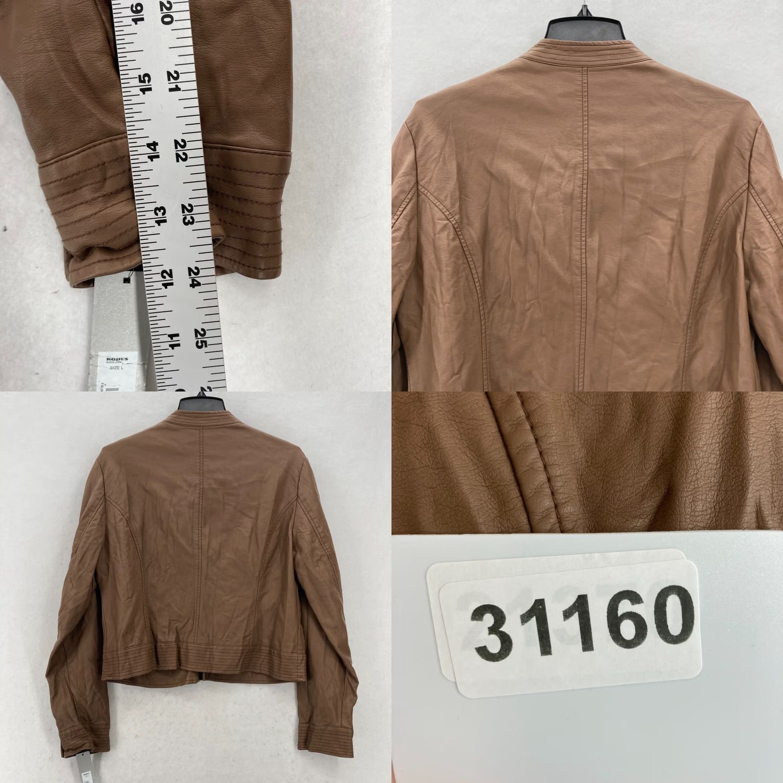 Apt. 9 Apt. 9 Faux Leather Motto Jacket Women's L Brown Bomber Full Zip Biker NWT Size L / US 10 / IT 46 - 9 Thumbnail