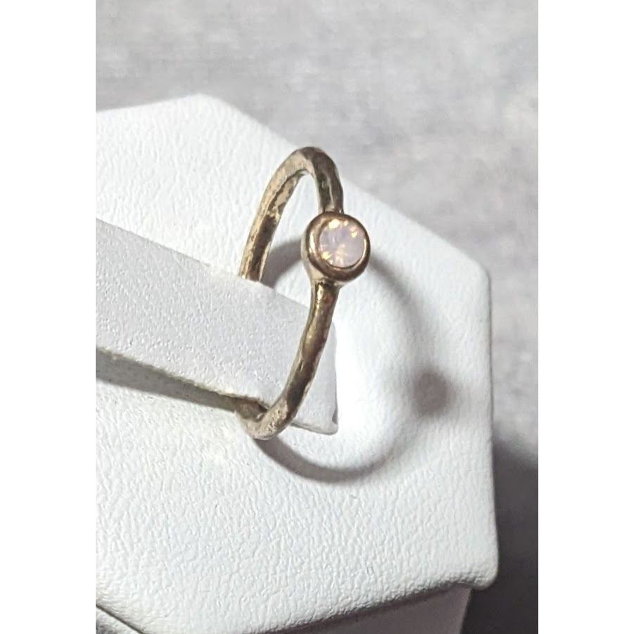 Other Minimalist Gold Tone Textured Ring With Tiny Pastel Pink Sto Size ONE SIZE - 8 Thumbnail