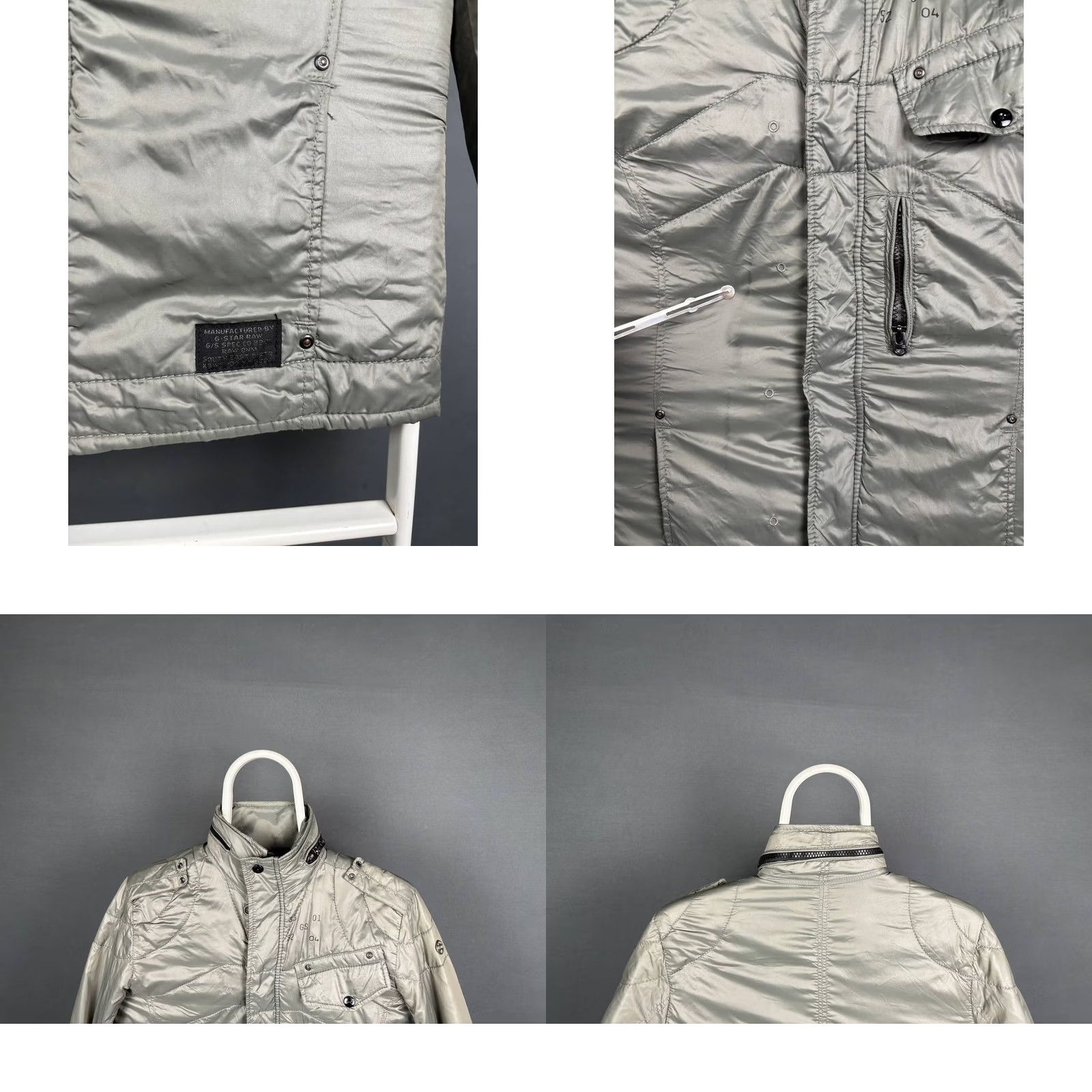 G-Star G-Star Mens Military Field Jacket Slim/Regular Size S Silver Polyamide Long Sleeve Zip Jacket Size US S / EU 44-46 / 1 - 8 Thumbnail