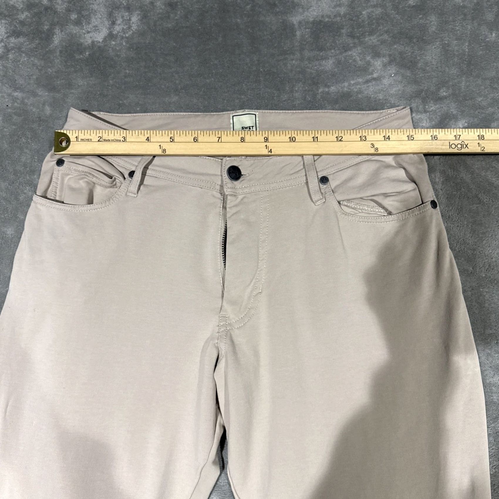 Vintage Swet Tailor All In Pants Mens 30x32 Beige Performance Stretch Chino Flat Front 5-Pocket Regular Straight Size US 30 / EU 46 - 4 Thumbnail