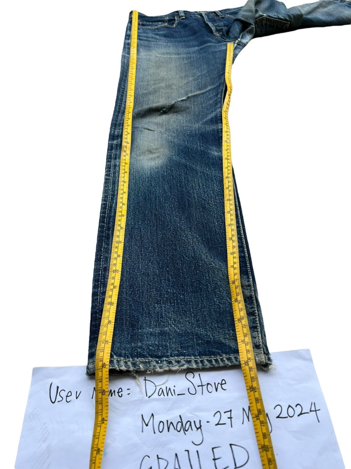 Kapital Kountry Vintage Kapital Distressed Straight Cut Denim Jeans 31x32 Size US 31 - 18 Thumbnail